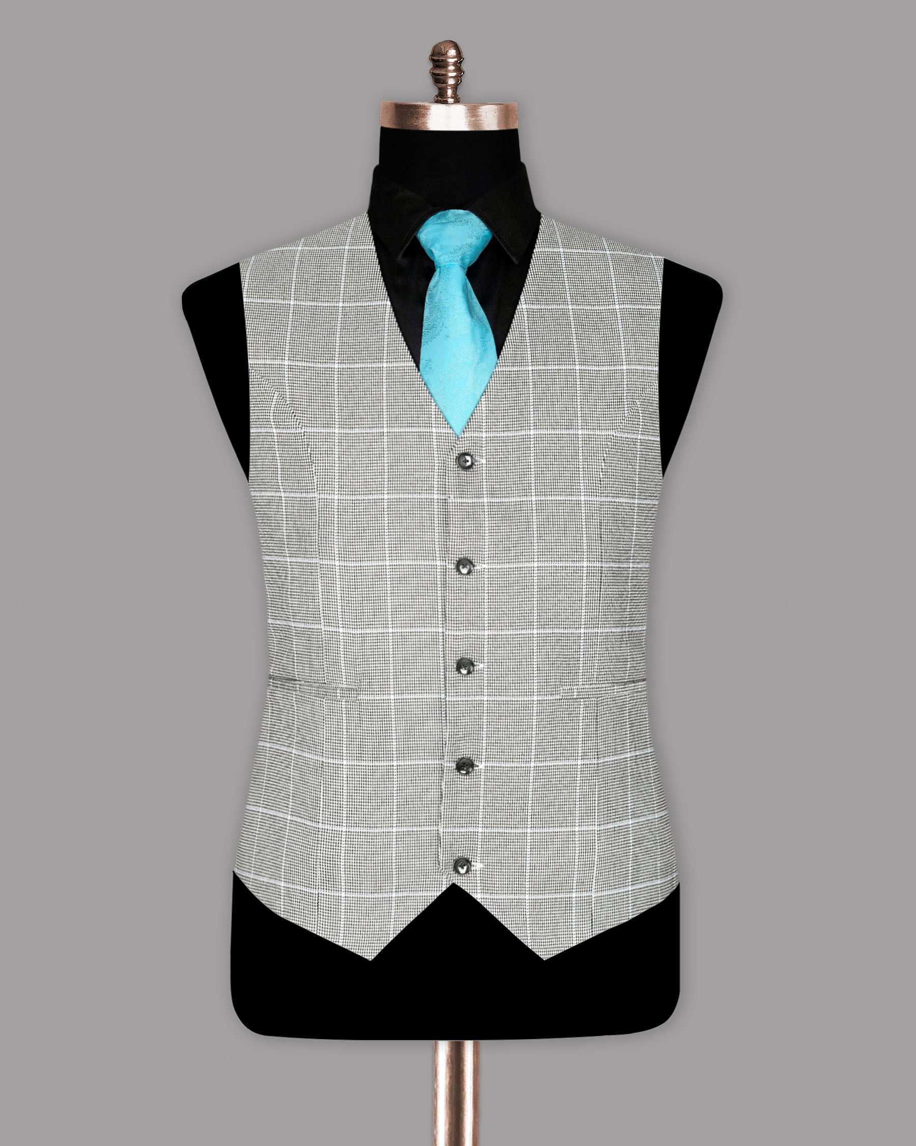 Black and White Houndstooth Windowpane Stretchable Waistcoat V824-44, V824-42, V824-52, V824-48, V824-36, V824-38, V824-40, V824-54, V824-60, V824-50, V824-46, V824-58, V824-56