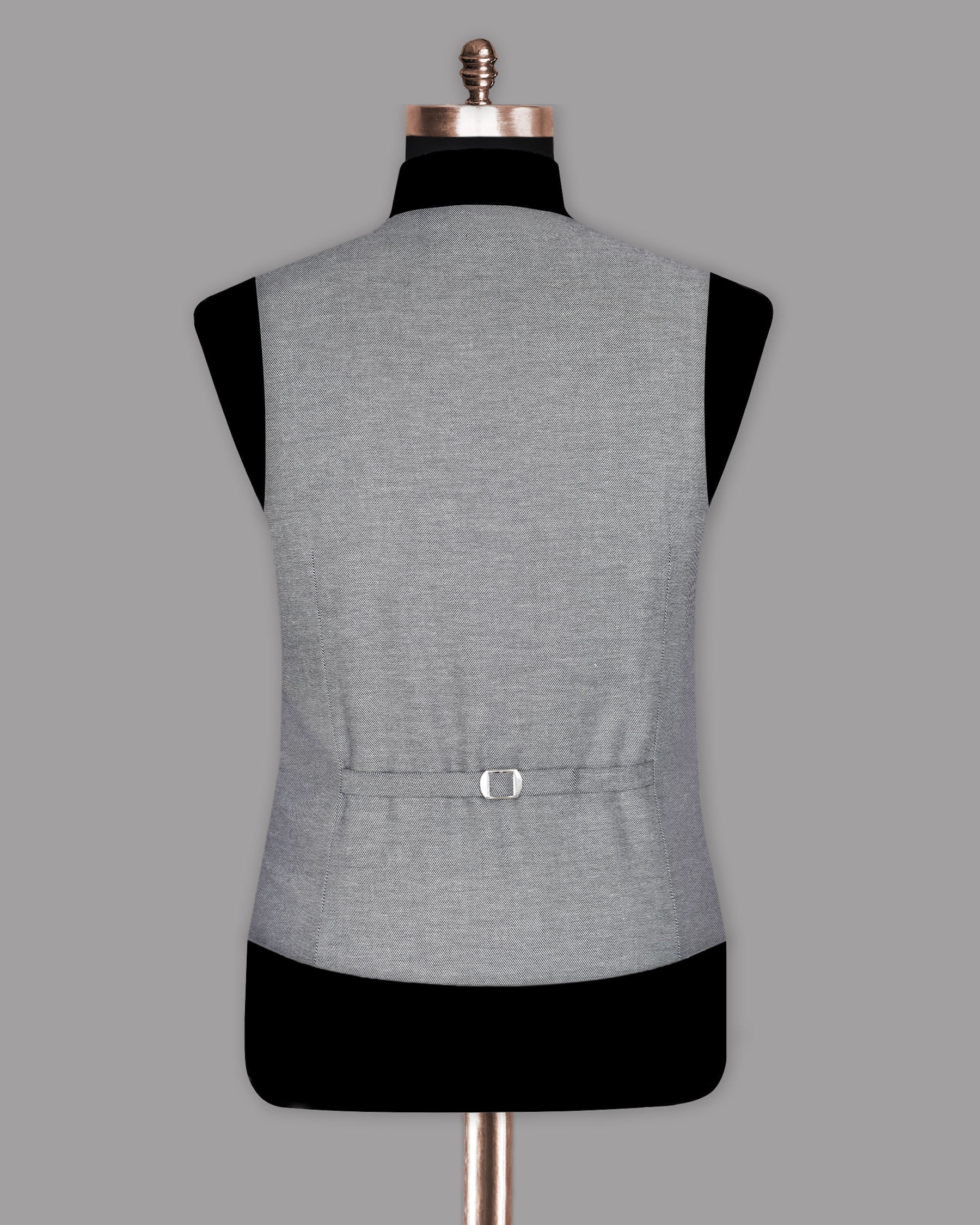 Silver Grey Textured Premium Wool Blend Waistcoats For Men