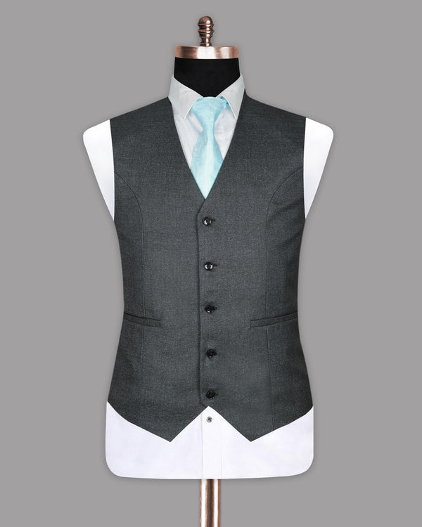 Charcoal Wool-Silk blend Waistcoat V848-44, V848-46, V848-58, V848-48, V848-42, V848-36, V848-38, V848-52, V848-54, V848-50, V848-40, V848-56, V848-60