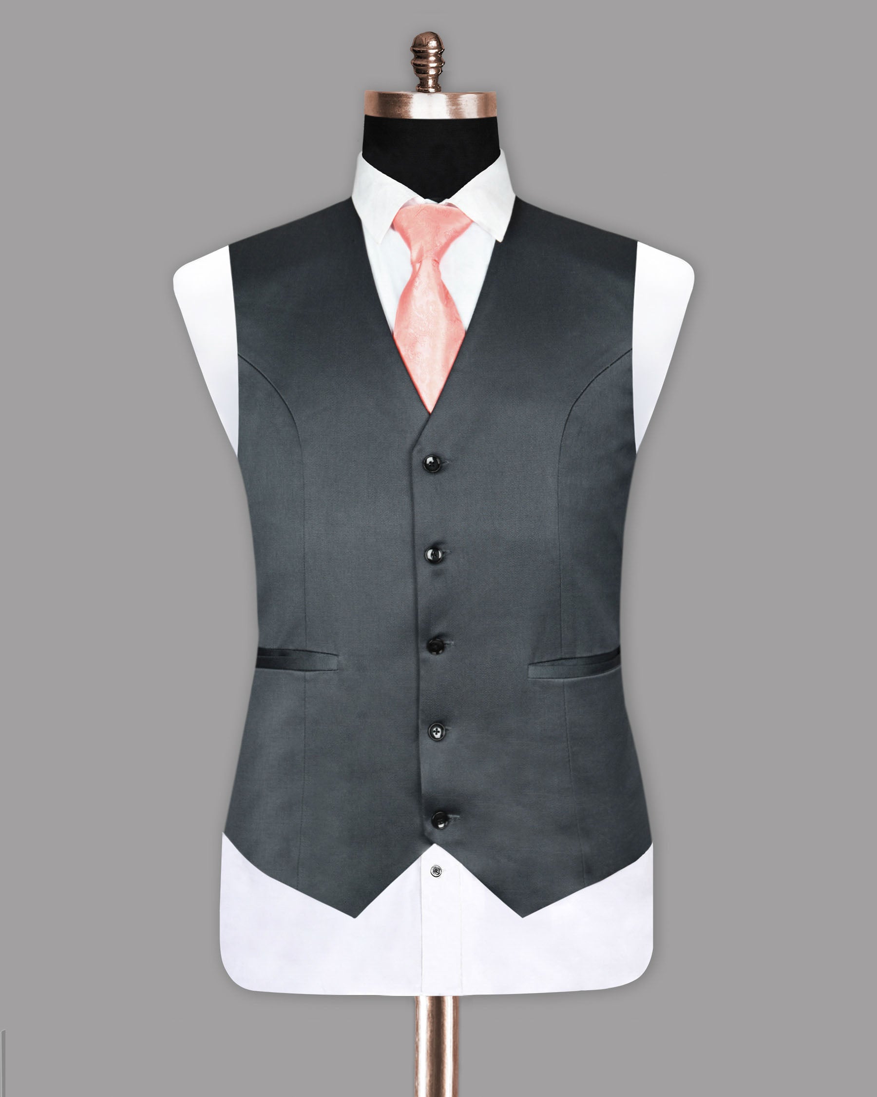 Iron Grey Wool-Silk blend Waistcoat V849-38, V849-40, V849-42, V849-44, V849-46, V849-50, V849-52, V849-54, V849-56, V849-58, V849-60, V849-36, V849-48