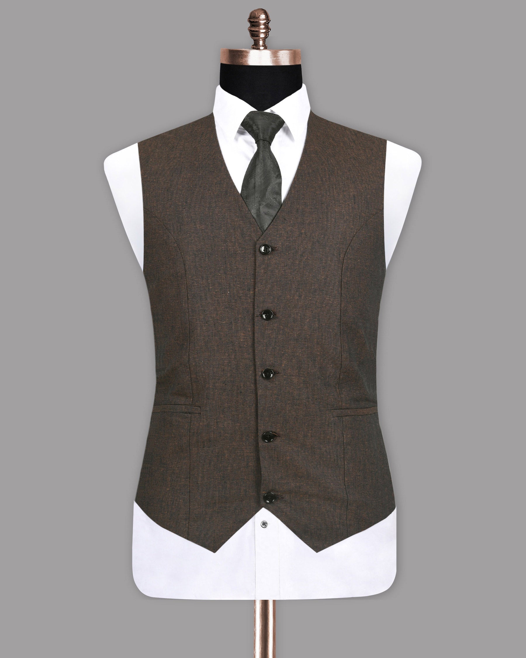 Chocolate Brown Linen Performance Waistcoat