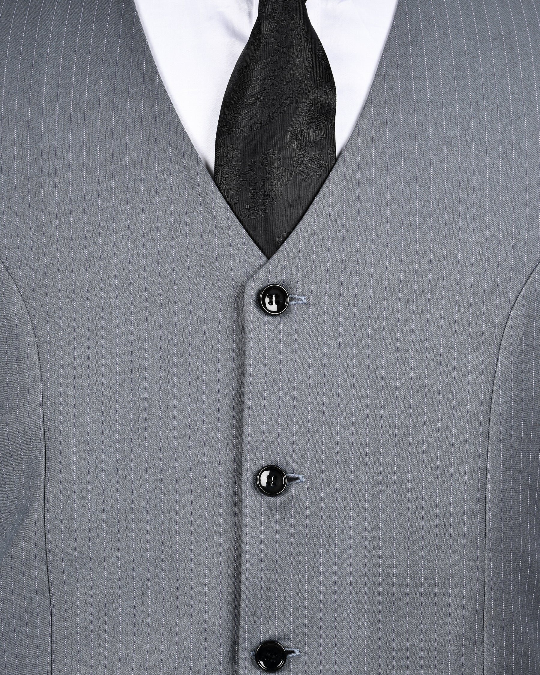 Hemsworth Metal Grey Striped Wool blend Waistcoat