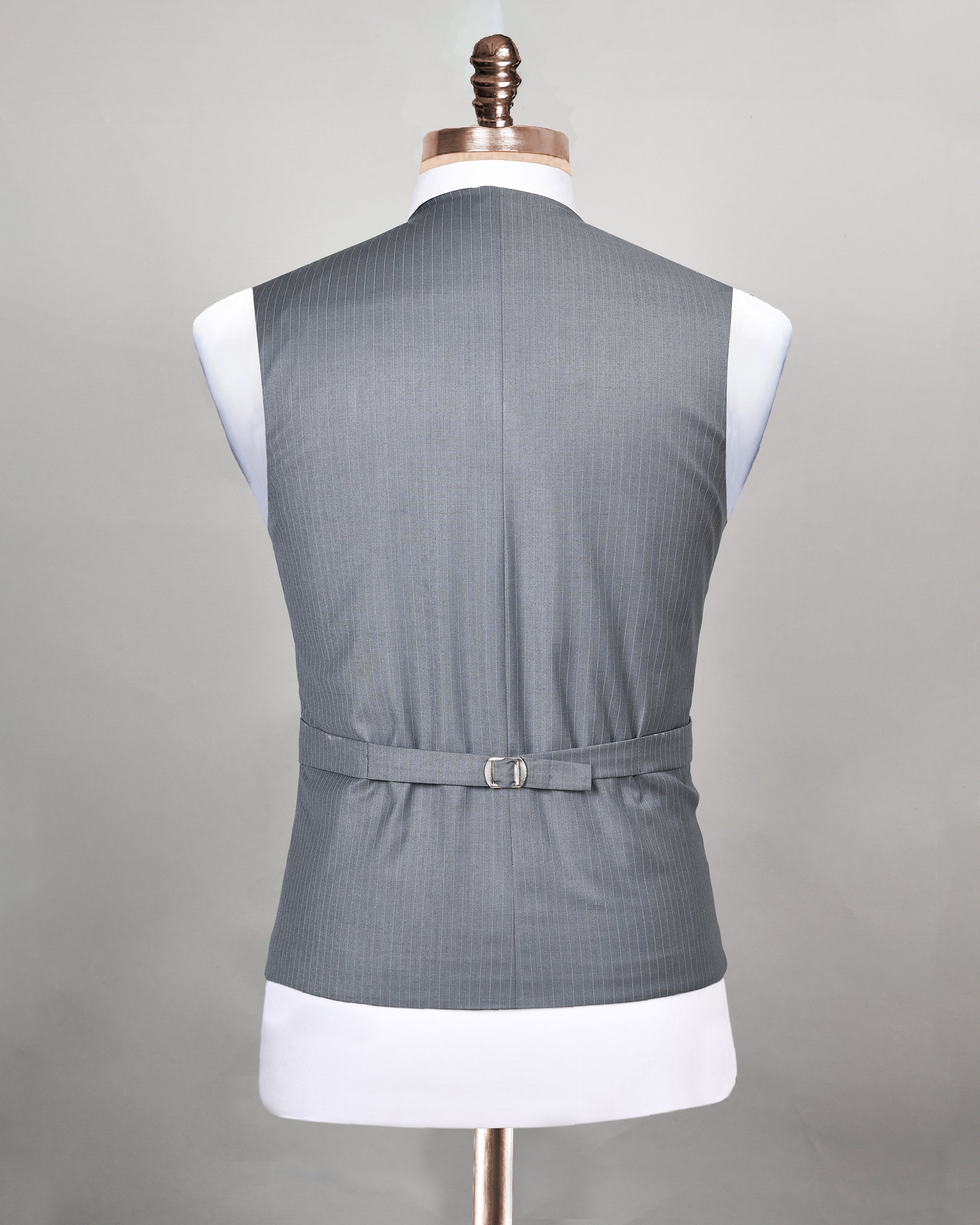 Hemsworth Metal Grey Striped Wool blend Waistcoat