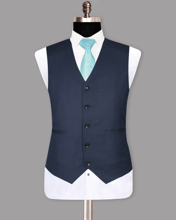 Navy Subtle Textured Wool Rich Waistcoat V925-46, V925-40, V925-36, V925-56, V925-60, V925-44, V925-58, V925-50, V925-54, V925-42, V925-38, V925-52, V925-48