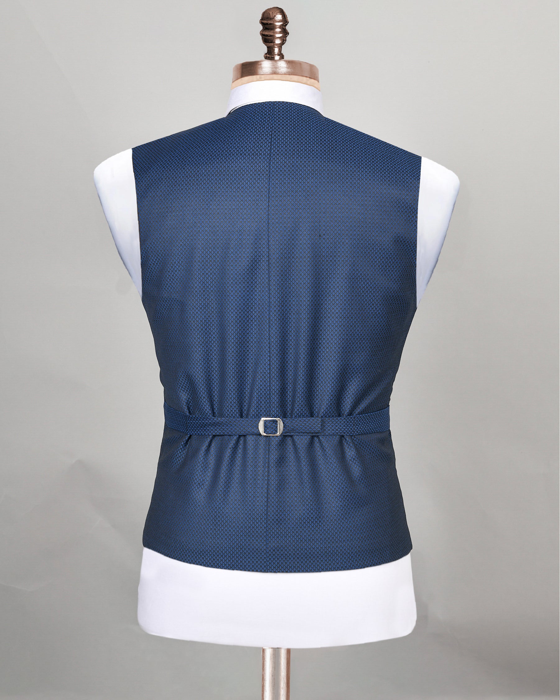 Royal Blue with Black Textured wool blend Waistcoat