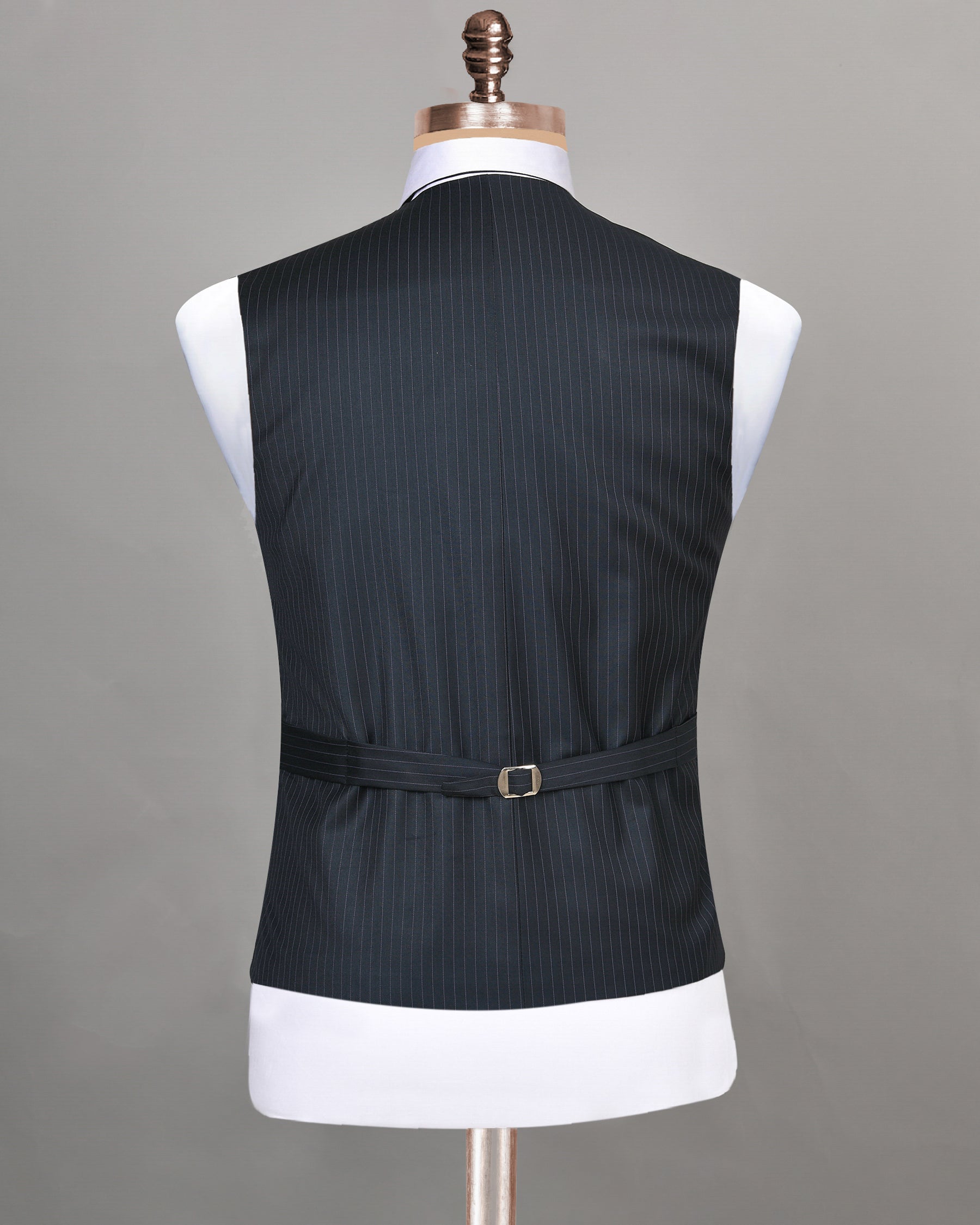 Jade Black Pinstriped wool blend Waistcoat