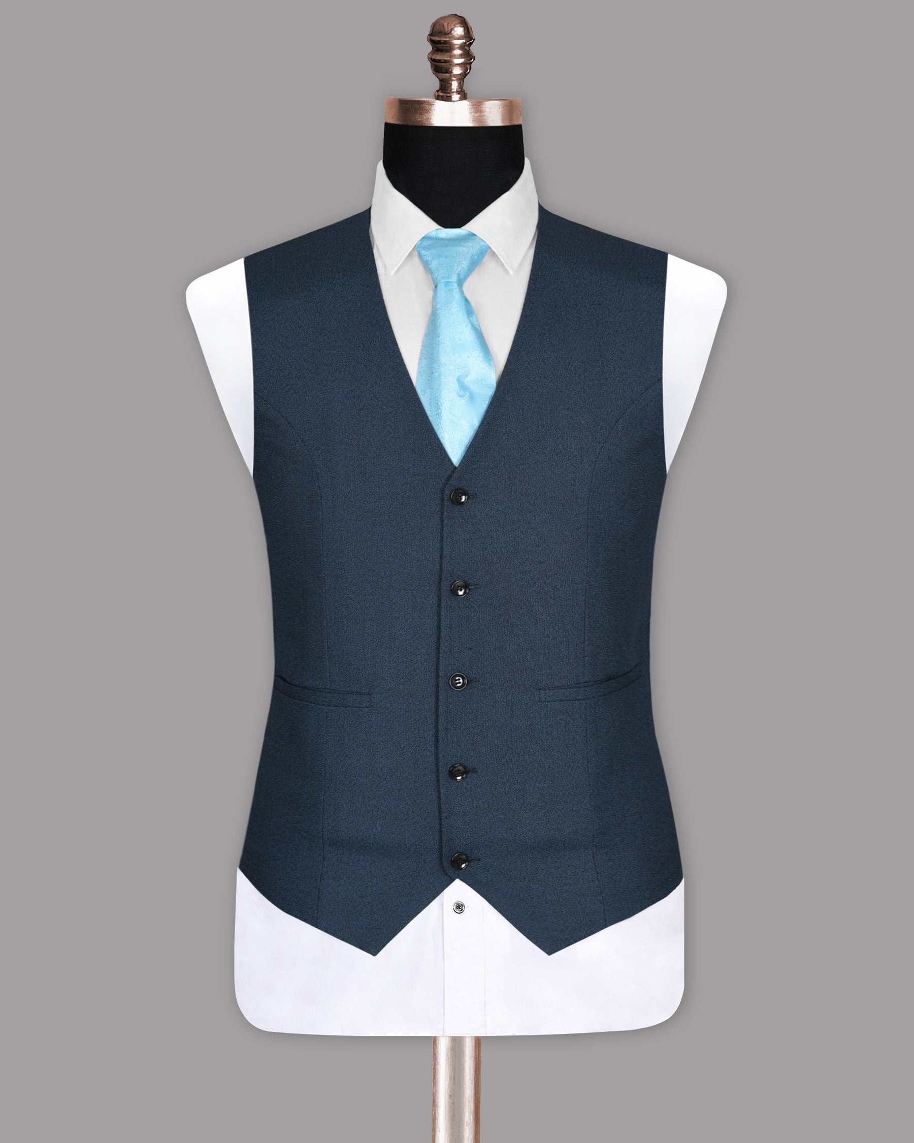 Bunting Blue with Black Textured Waistcoat V982-36, V982-38, V982-44, V982-50, V982-54, V982-58, V982-46, V982-52, V982-56, V982-60, V982-40, V982-42, V982-48