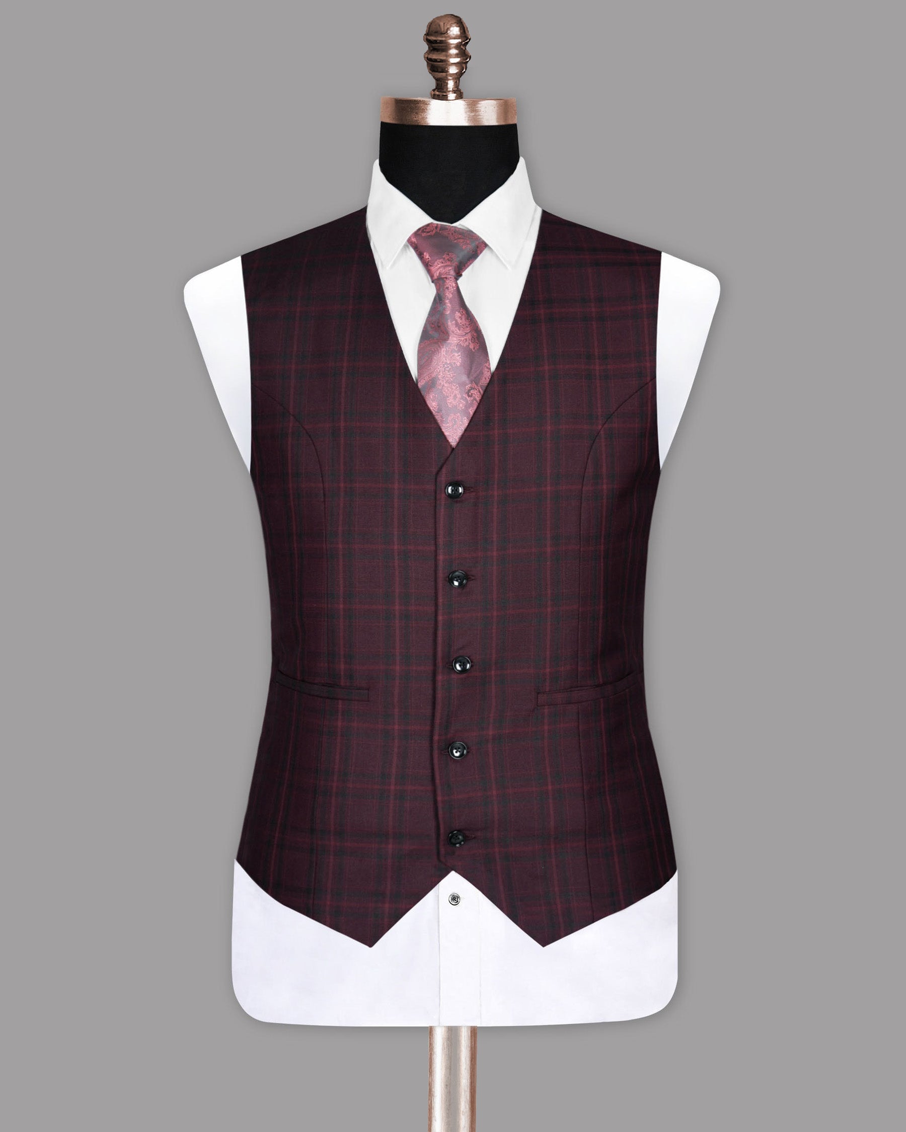 Bulgarian Rose Plaid Waistcoat V984-46, V984-48, V984-50, V984-52, V984-36, V984-38, V984-40, V984-42, V984-44, V984-54, V984-56, V984-58, V984-60