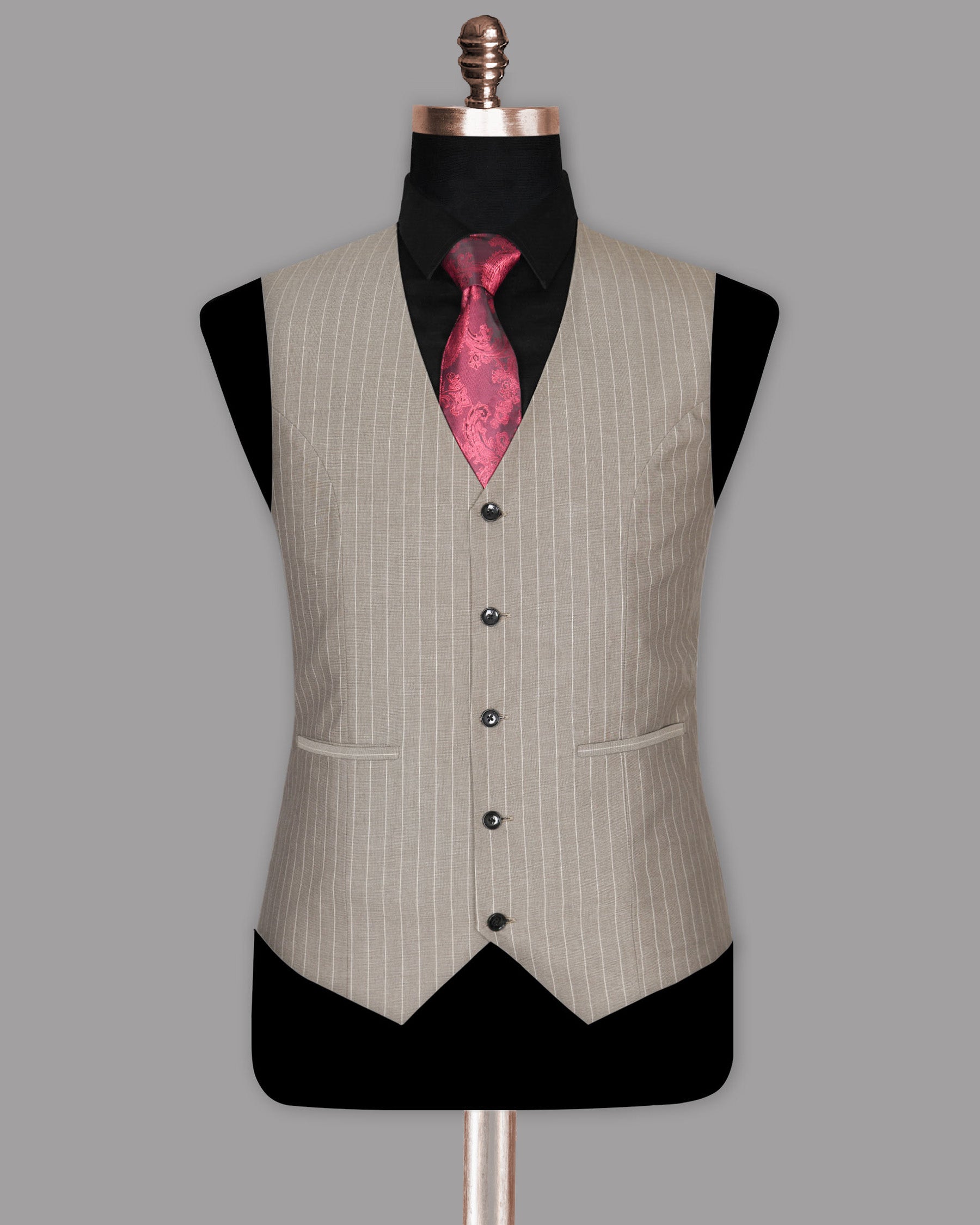 Dusty Brown Striped Waistcoat V987-38, V987-50, V987-36, V987-42, V987-46, V987-52, V987-54, V987-58, V987-60, V987-40, V987-48, V987-44, V987-56