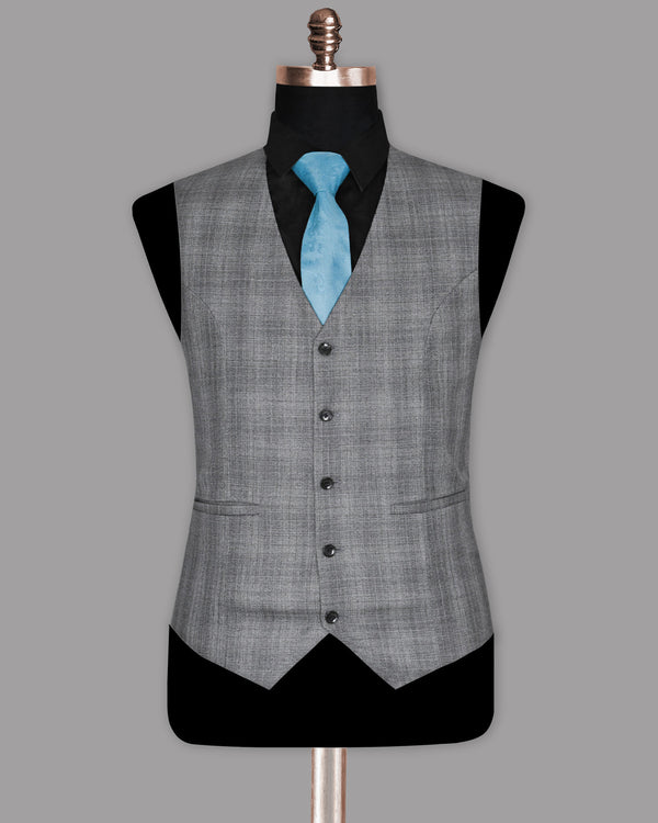 Fossil Grey Subtle Plaid Waistcoat V989-36, V989-44, V989-60, V989-38, V989-40, V989-42, V989-46, V989-48, V989-50, V989-52, V989-54, V989-56, V989-58