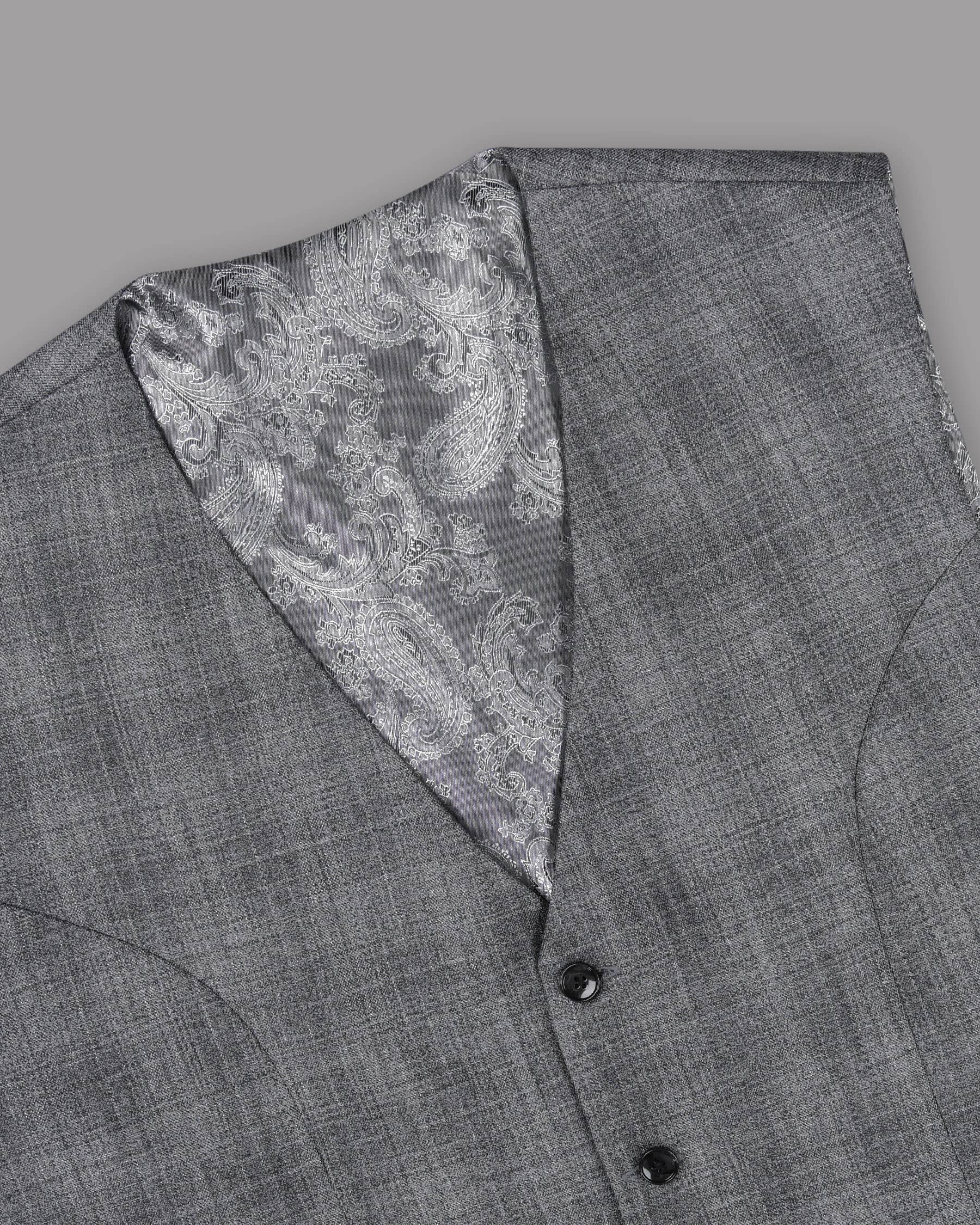 Fossil Grey Subtle Plaid Waistcoat