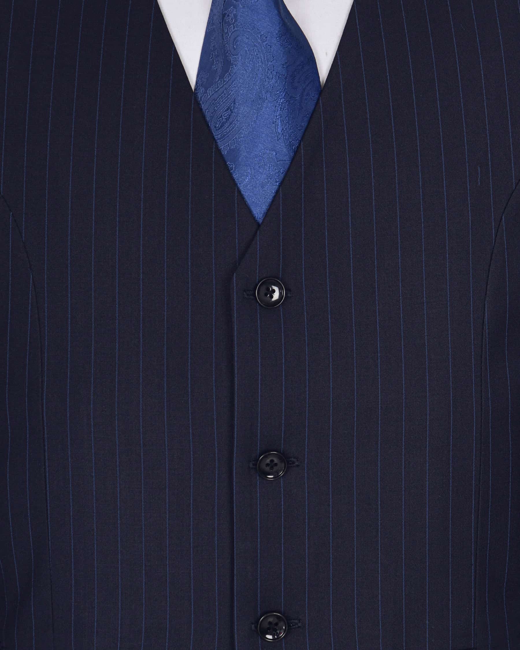 Navy with Tonal Striped Waistcoat