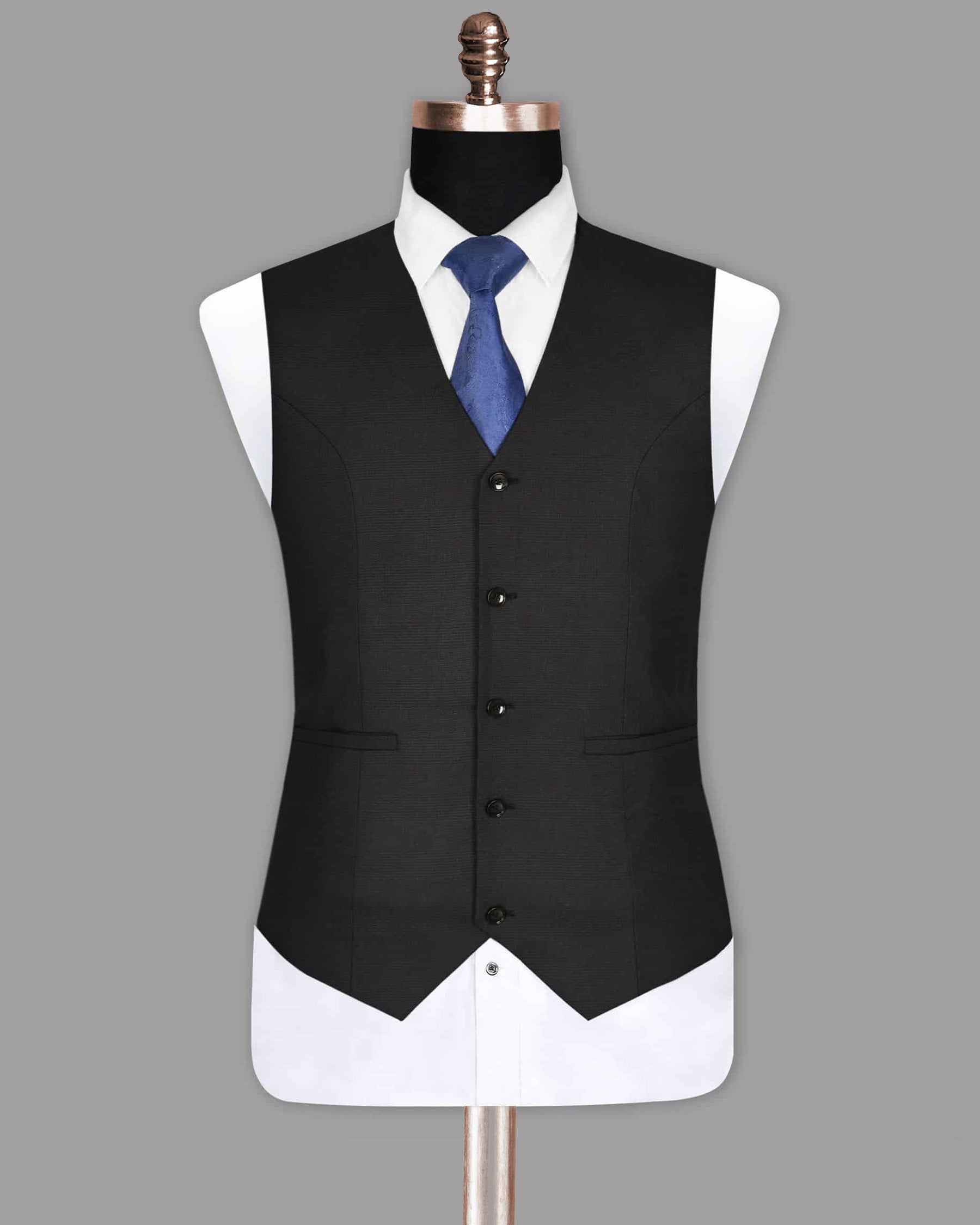 Jaguar Black Subtle Checked Waistcoat V998-36, V998-38, V998-40, V998-46, V998-48, V998-50, V998-52, V998-54, V998-56, V998-58, V998-60, V998-42, V998-44