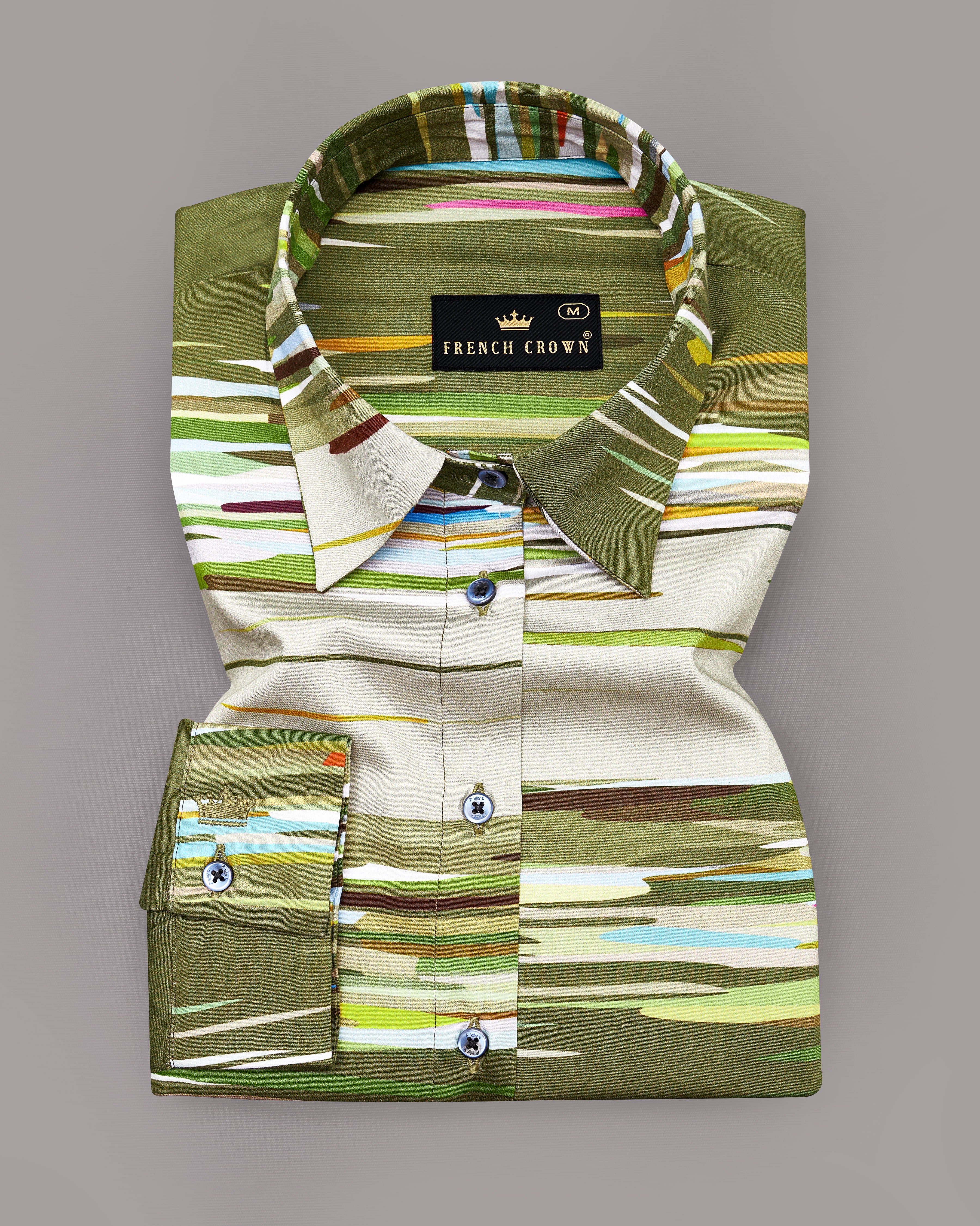 Verdigris Green Multicolour Printed Premium Tencel Shirt WS050-BLE-32, WS050-BLE-34, WS050-BLE-36, WS050-BLE-38, WS050-BLE-40, WS050-BLE-42