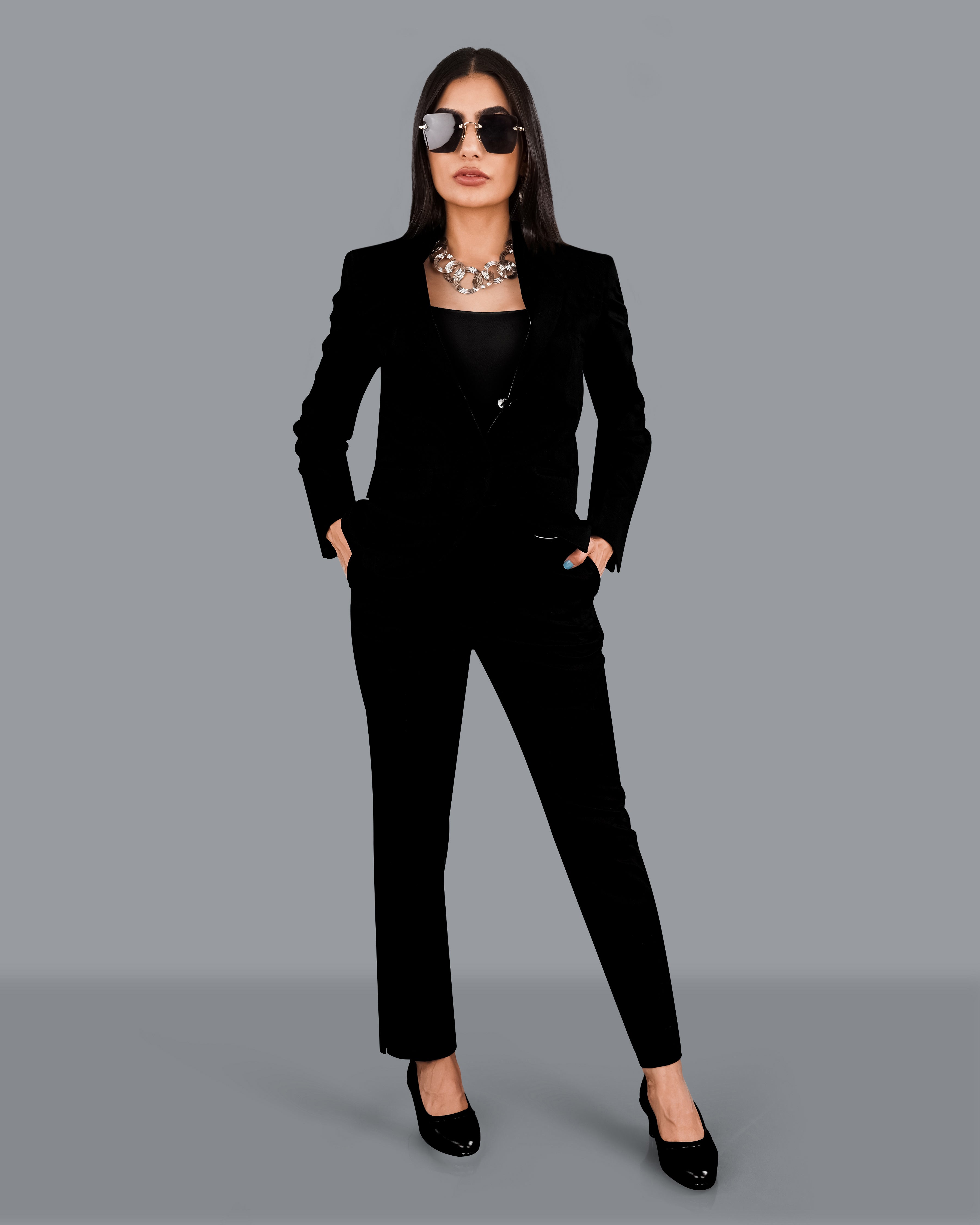 Black Blazer With Trouser Co-ord By Estonished | EST-EAW-189 | Cilory.com