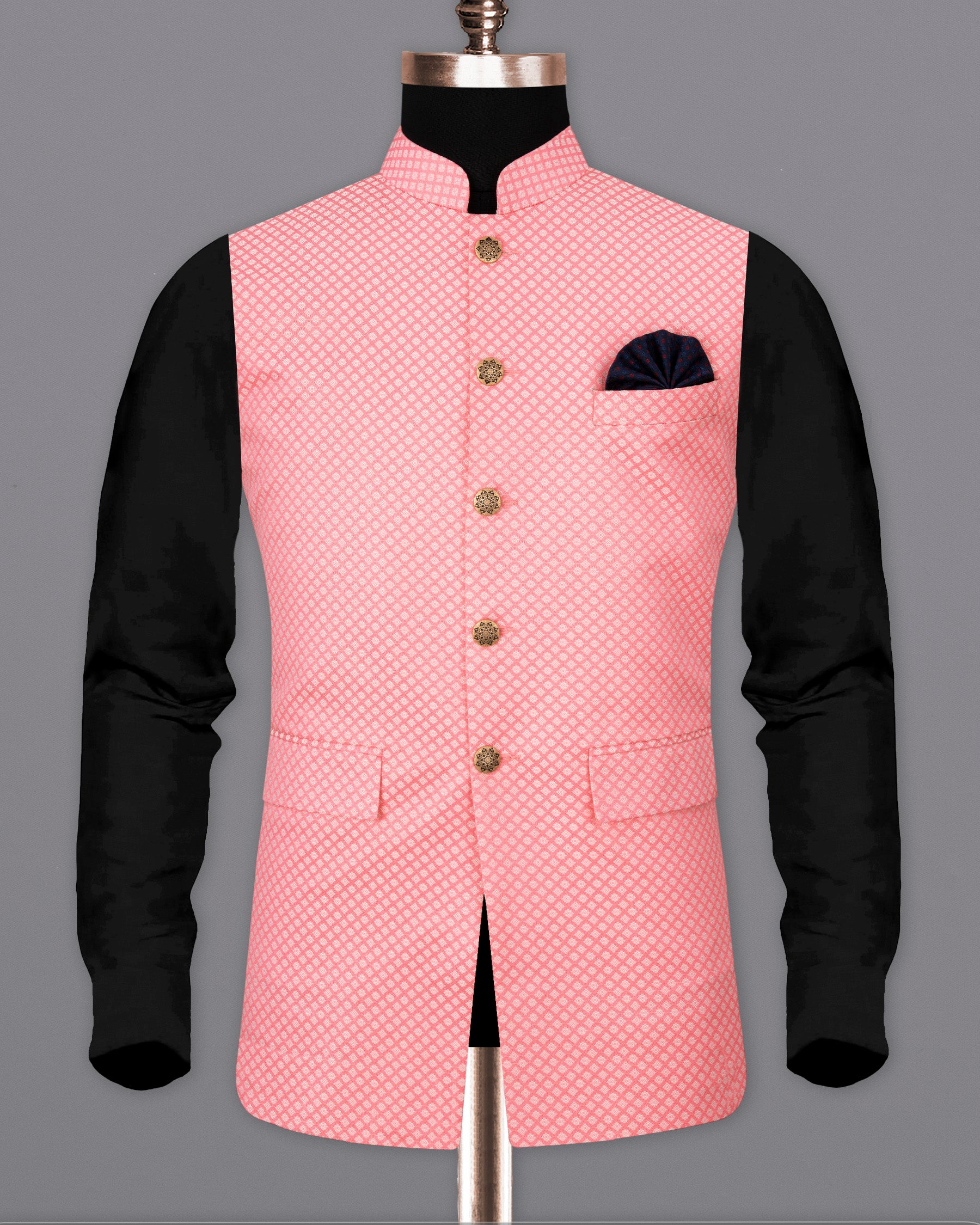 Geraldine Pink Super Soft Nehru Jacket WC1638-36, WC1638-38, WC1638-40, WC1638-42, WC1638-44, WC1638-46, WC1638-48, WC1638-50, WC1638-52, WC1638-54, WC1638-56, WC1638-58, WC1638-60