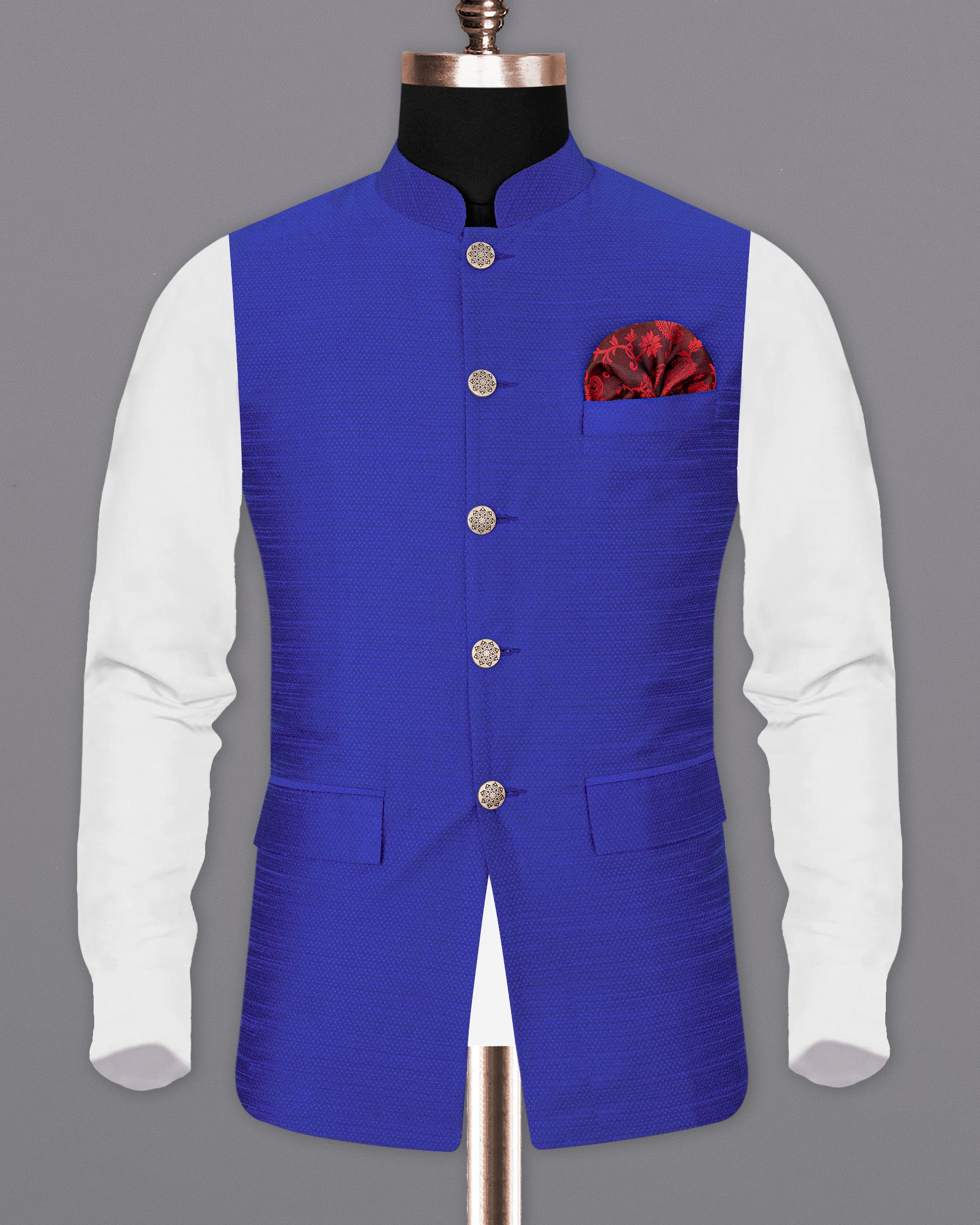 Biscay Blue Super Soft Nehru Jacket WC1639-36, WC1639-38, WC1639-40, WC1639-42, WC1639-44, WC1639-46, WC1639-48, WC1639-50, WC1639-52, WC1639-54, WC1639-56, WC1639-58, WC1639-60