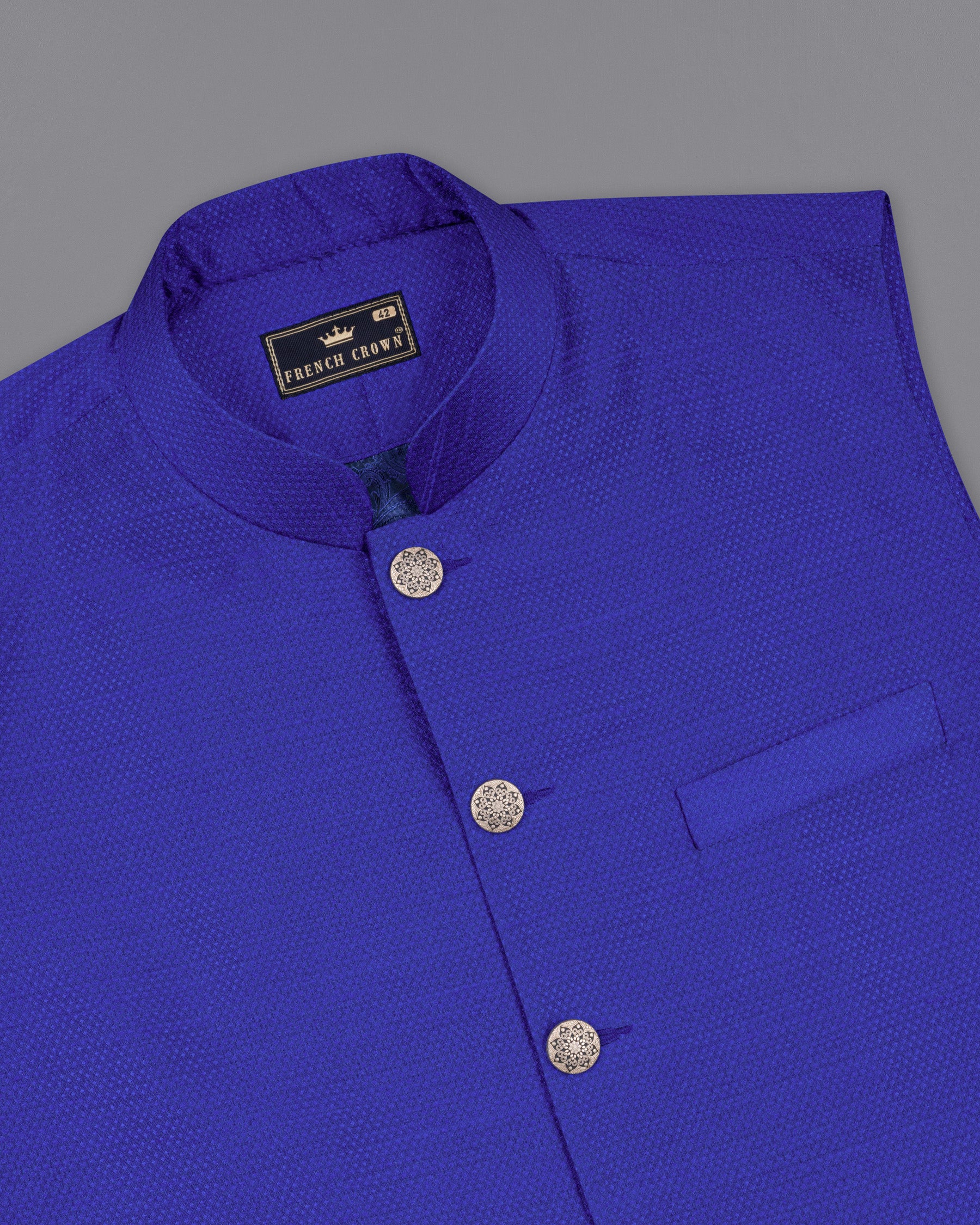 Biscay Blue Super Soft Nehru Jacket WC1639-36, WC1639-38, WC1639-40, WC1639-42, WC1639-44, WC1639-46, WC1639-48, WC1639-50, WC1639-52, WC1639-54, WC1639-56, WC1639-58, WC1639-60