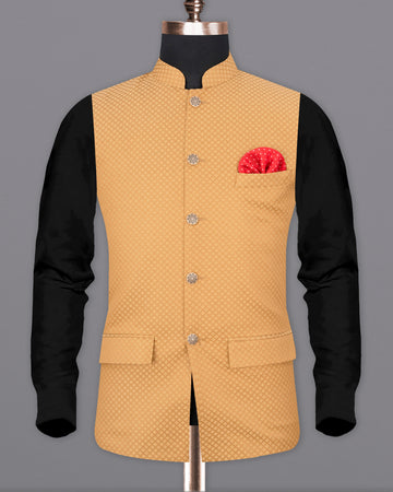 Whiskey Brown Textured Nehru Jacket  WC1650-36, WC1650-38, WC1650-40, WC1650-42, WC1650-44, WC1650-46, WC1650-48, WC1650-50, WC1650-52, WC1650-54, WC1650-56, WC1650-58, WC1650-60