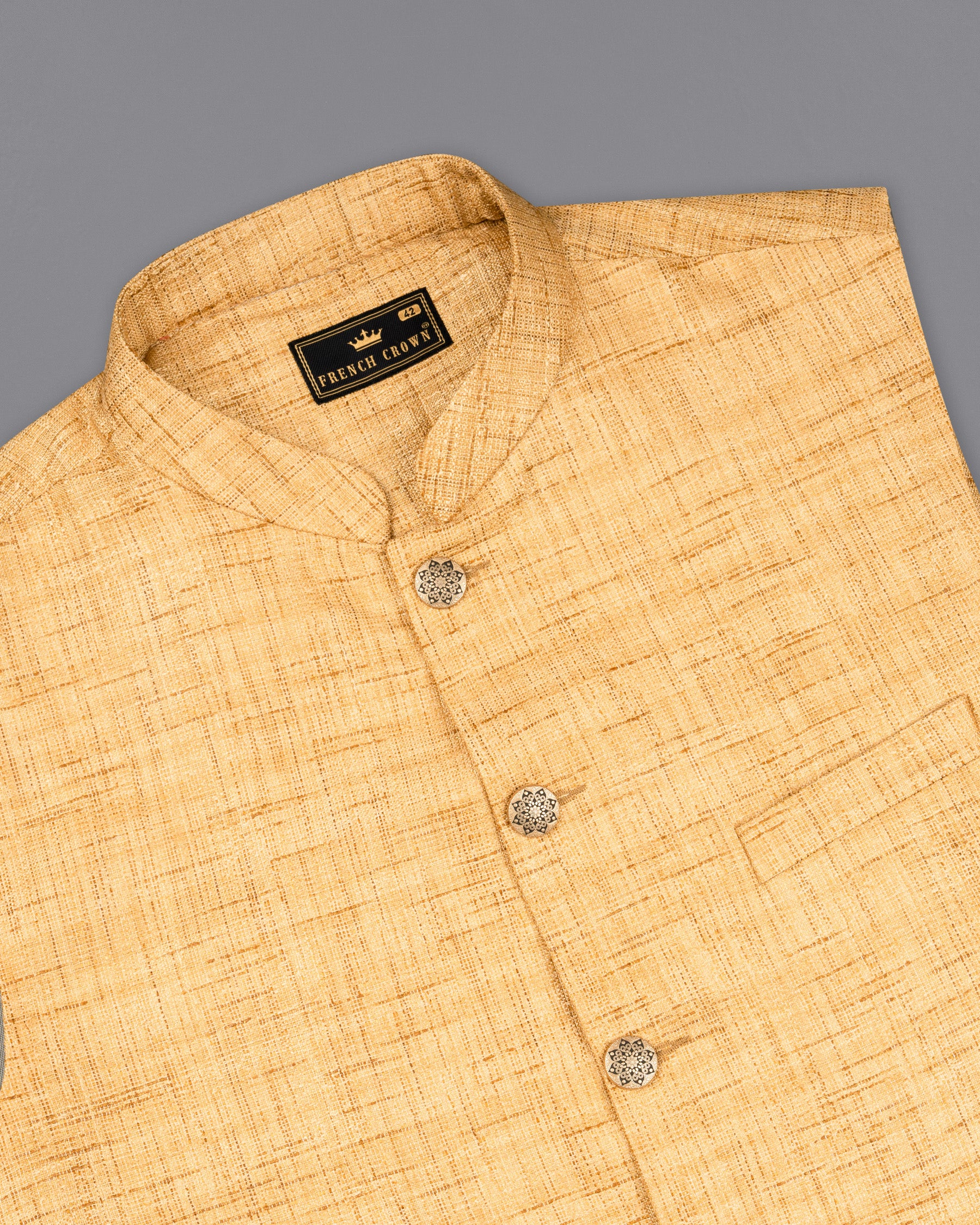 Corvette Brown Textured Nehru Jacket WC1659-36, WC1659-38, WC1659-40, WC1659-42, WC1659-44, WC1659-46, WC1659-48, WC1659-50, WC1659-52, WC1659-54, WC1659-56, WC1659-58, WC1659-60