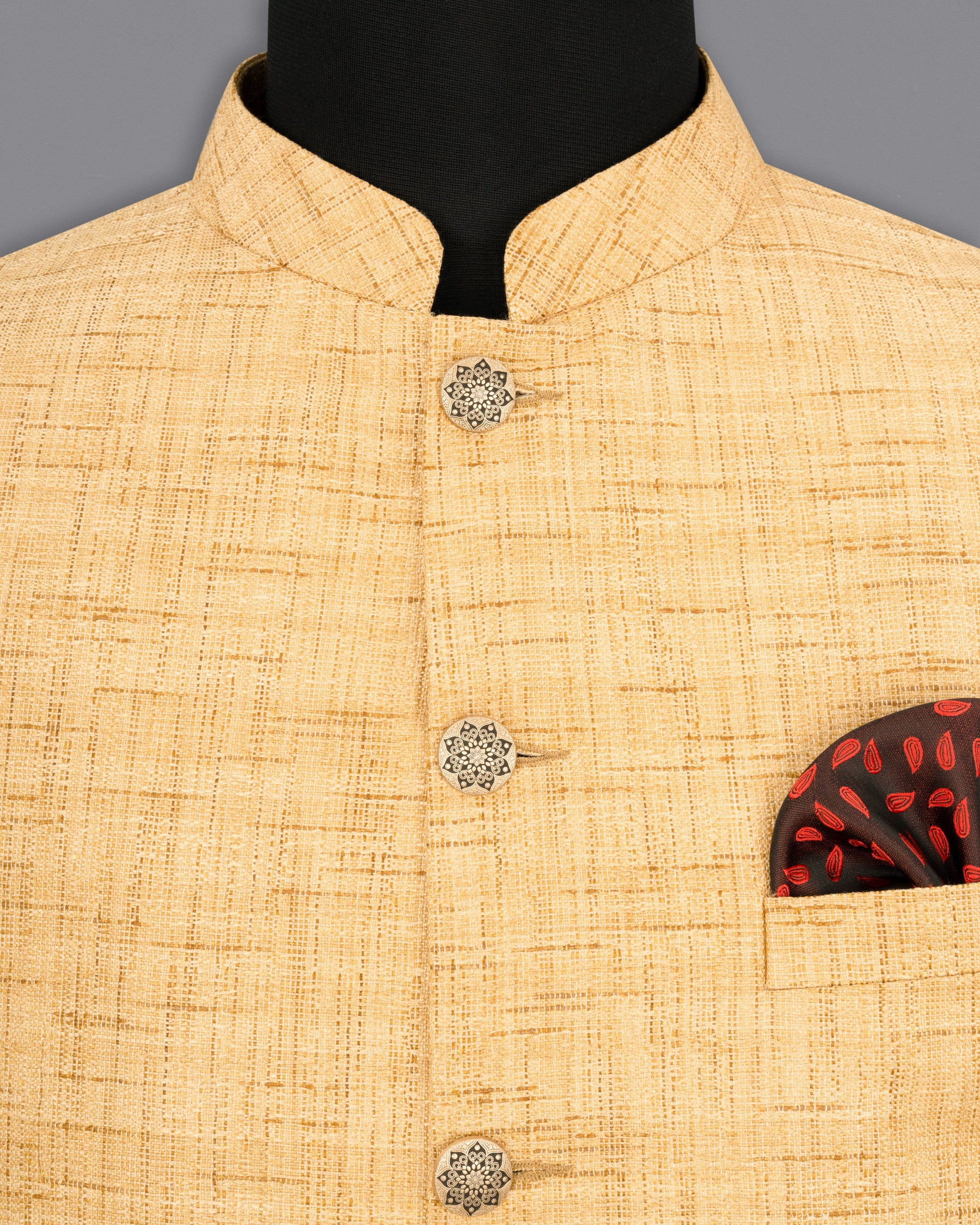 Corvette Brown Textured Nehru Jacket WC1659-36, WC1659-38, WC1659-40, WC1659-42, WC1659-44, WC1659-46, WC1659-48, WC1659-50, WC1659-52, WC1659-54, WC1659-56, WC1659-58, WC1659-60