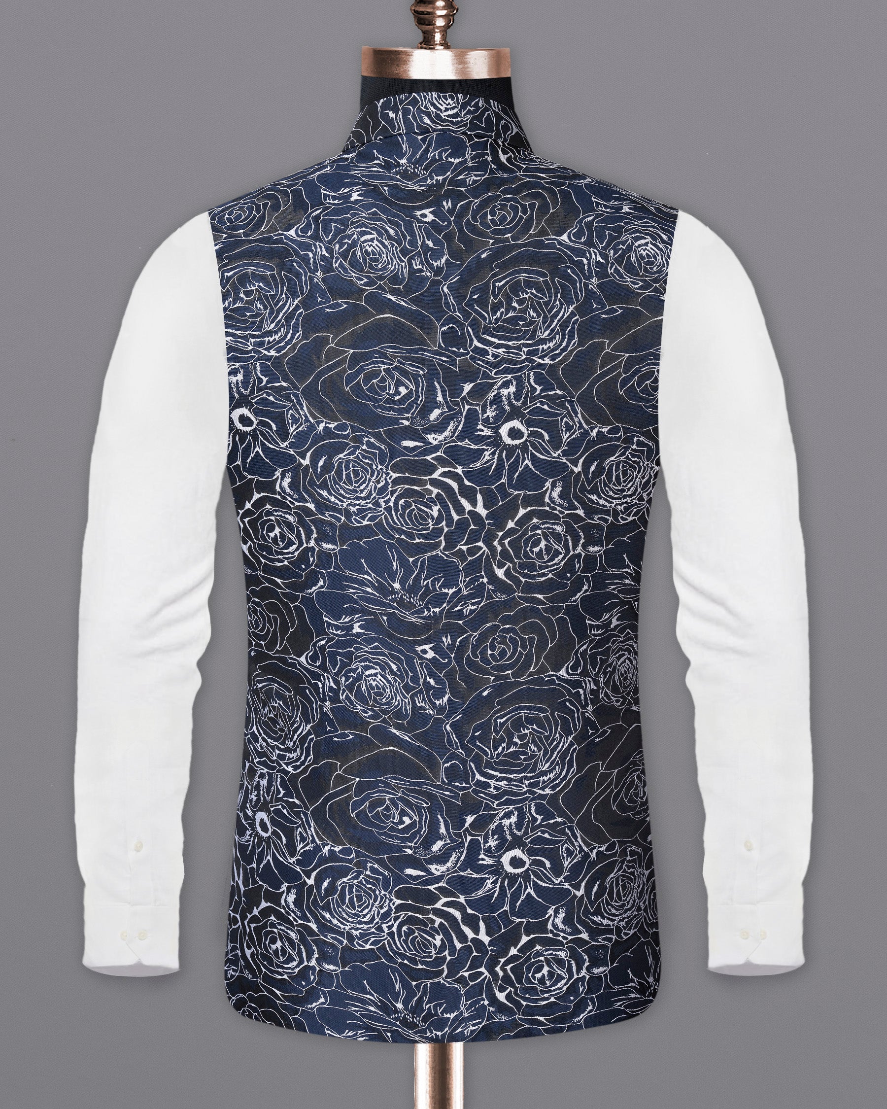 Bleached Cedar Rose Jacquard Textured Nehru Jacket WC1663-36, WC1663-38, WC1663-40, WC1663-42, WC1663-44, WC1663-46, WC1663-48, WC1663-50, WC1663-52, WC1663-54, WC1663-56, WC1663-58, WC1663-60