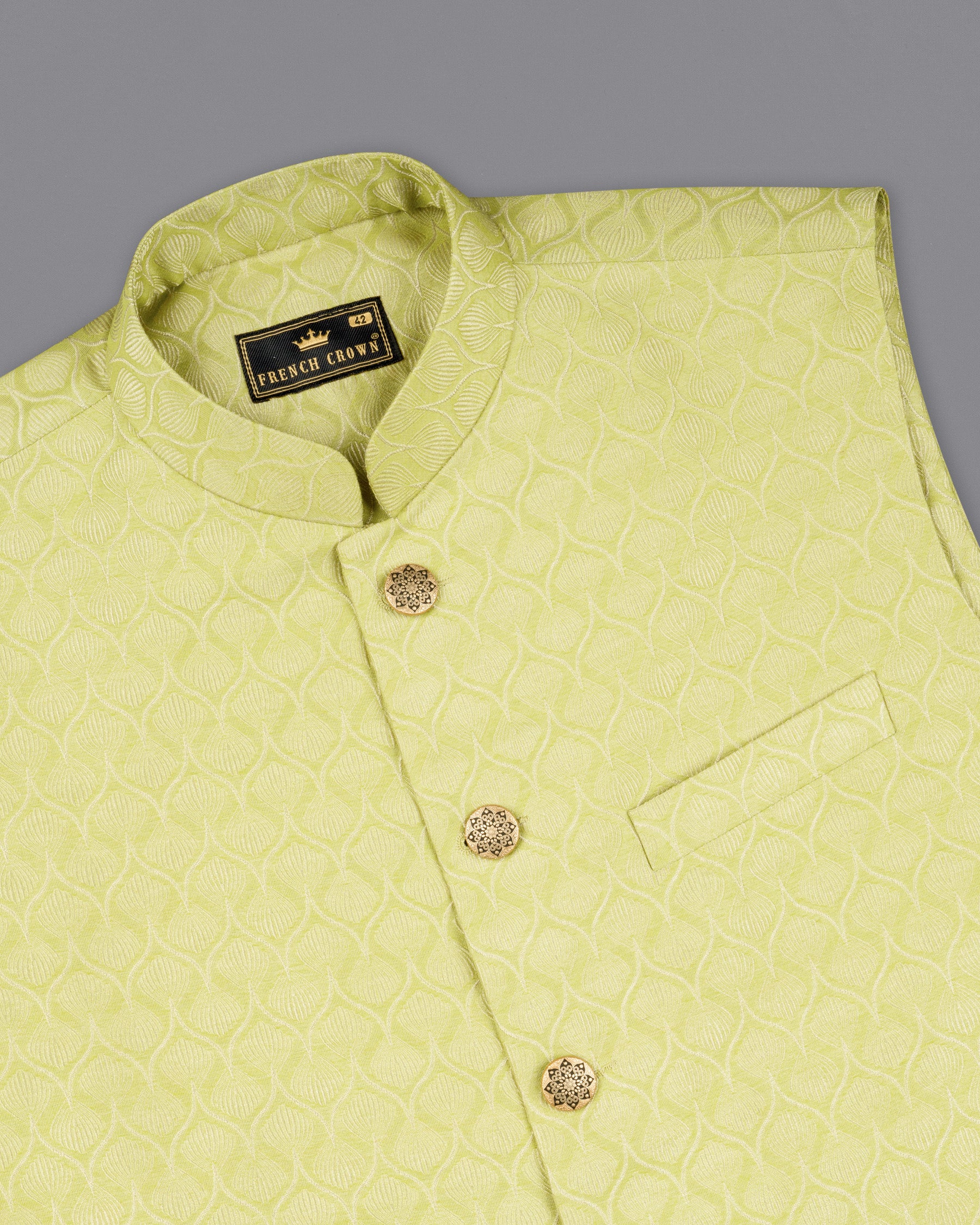 Confetti Yellow Textured Nehru Jacket WC1666-36, WC1666-38, WC1666-40, WC1666-42, WC1666-44, WC1666-46, WC1666-48, WC1666-50, WC1666-52, WC1666-54, WC1666-56, WC1666-58, WC1666-60