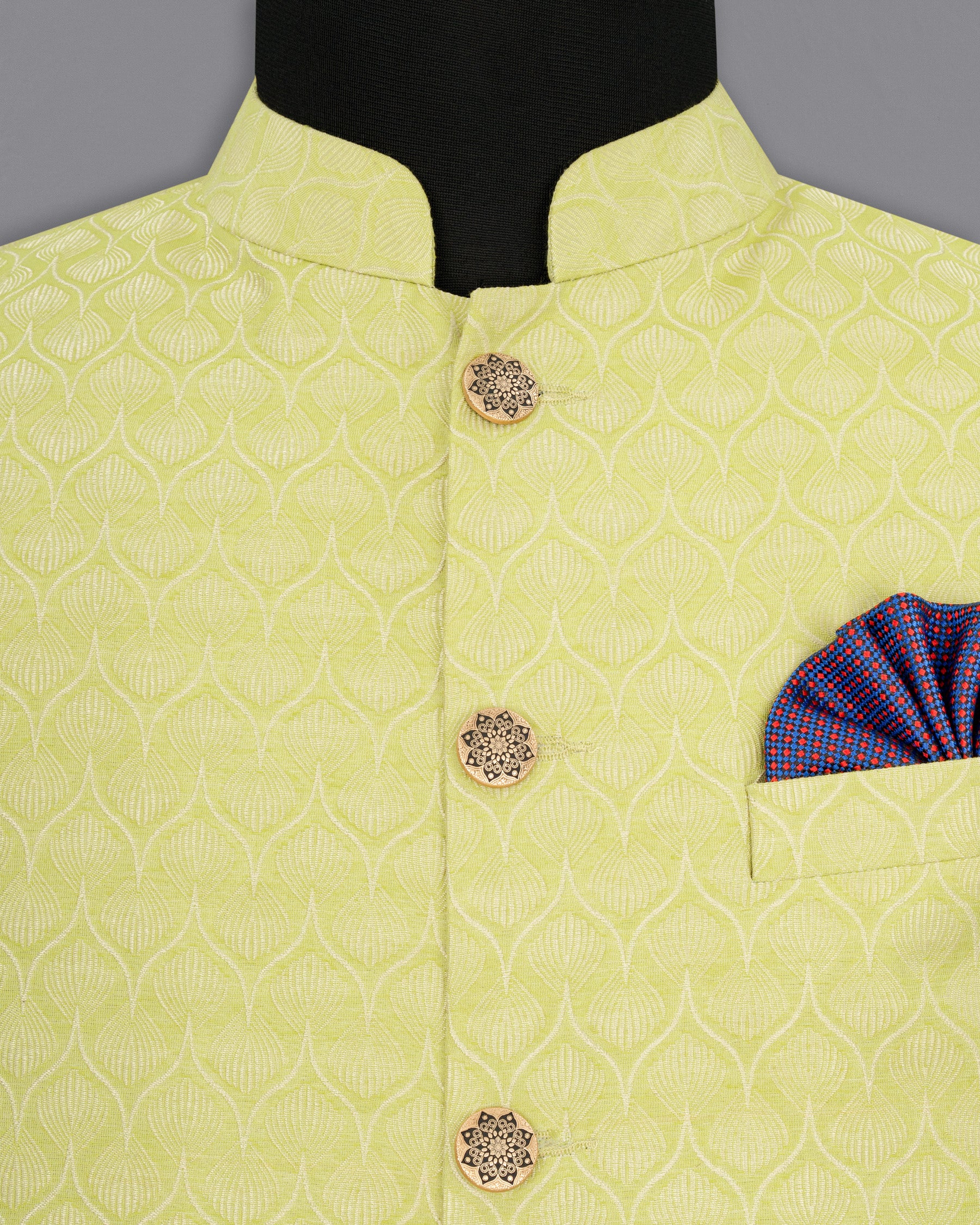 Confetti Yellow Textured Nehru Jacket WC1666-36, WC1666-38, WC1666-40, WC1666-42, WC1666-44, WC1666-46, WC1666-48, WC1666-50, WC1666-52, WC1666-54, WC1666-56, WC1666-58, WC1666-60