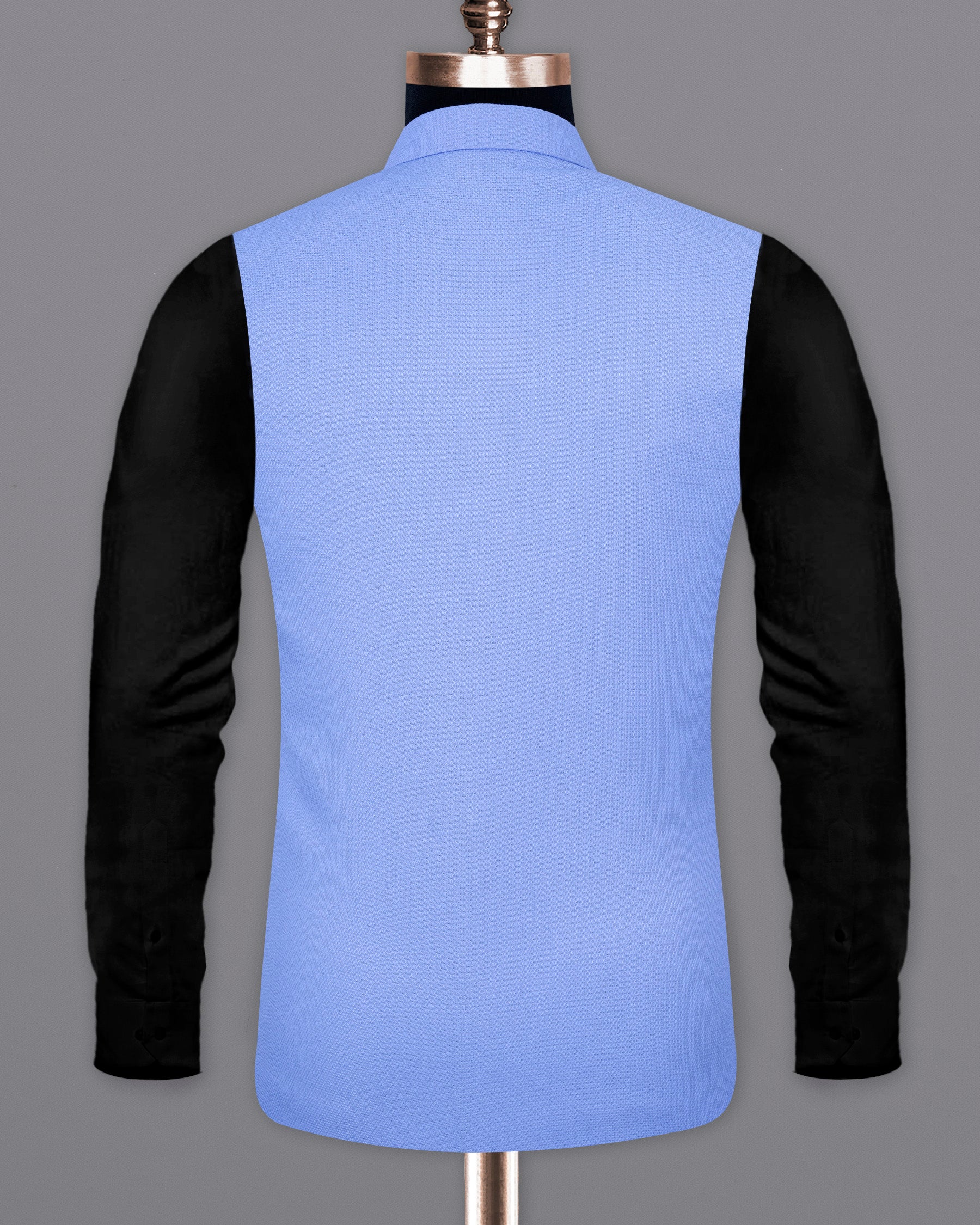 Jordy Blue Micro Textured Nehru Jacket WC1672-36, WC1672-38, WC1672-40, WC1672-42, WC1672-44, WC1672-46, WC1672-48, WC1672-50, WC1672-52, WC1672-54, WC1672-56, WC1672-58, WC1672-60