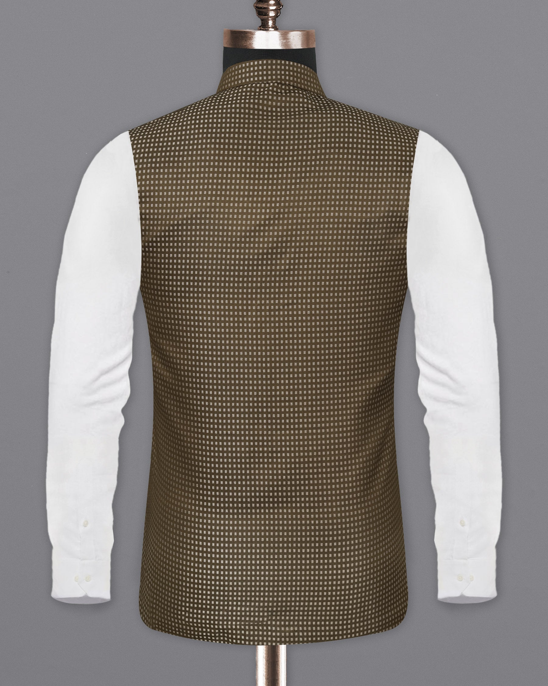 Hemlock Brown Geometric Textured Nehru Jacket
