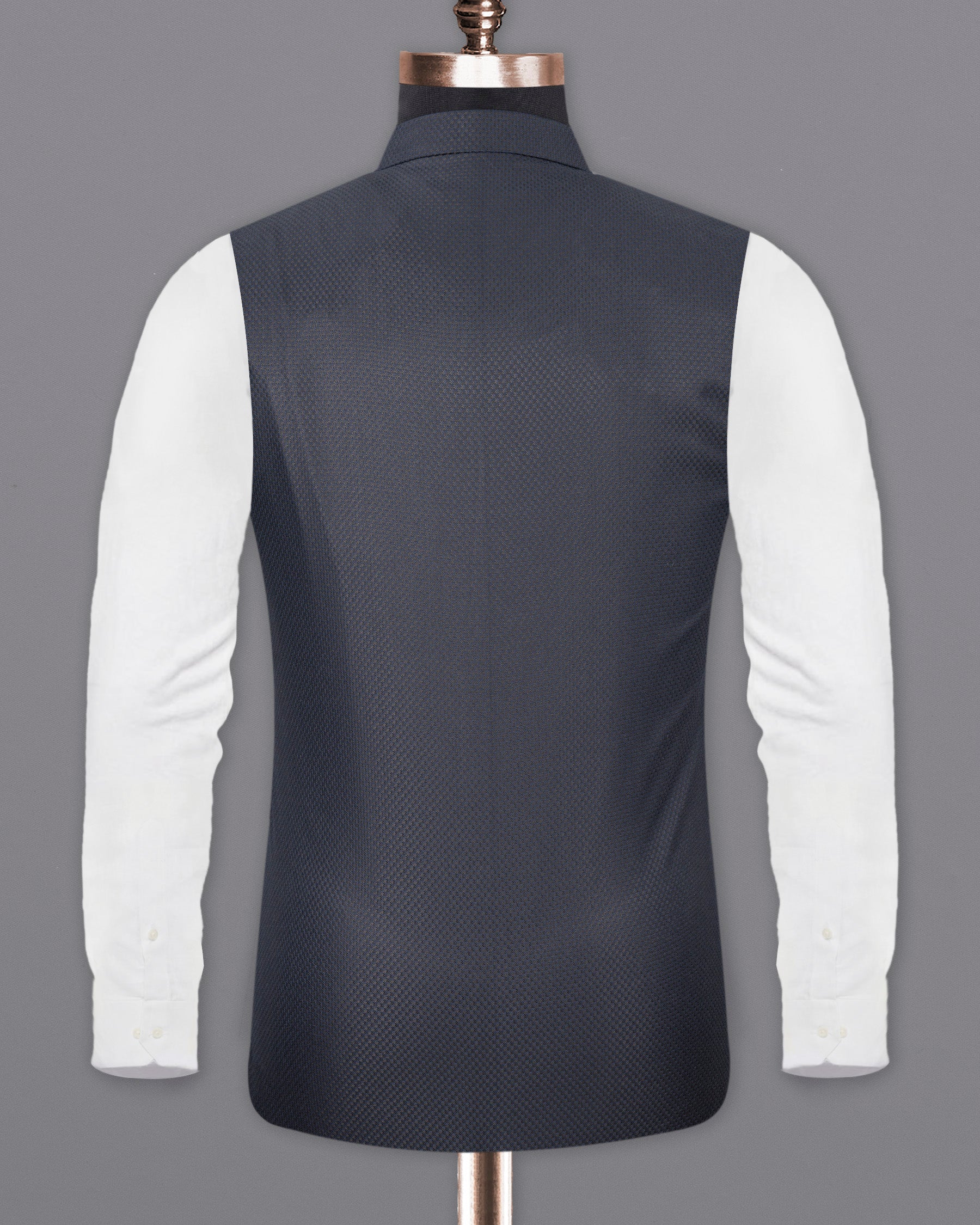 Limed Spruce Geometric Textured Nehru Jacket