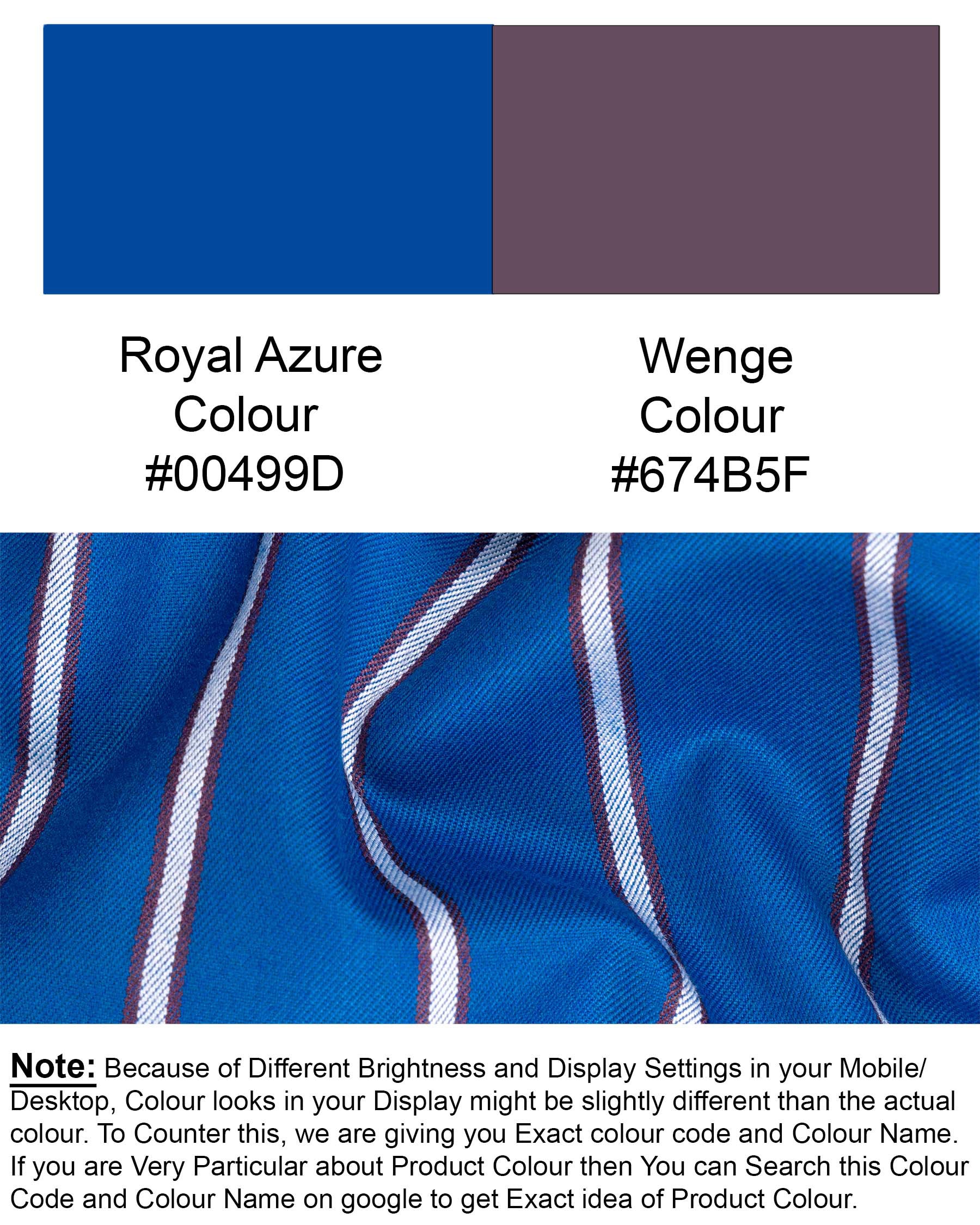 Royal Azure with wenge colour Striped Nehru Jacket WC1776-36, WC1776-38, WC1776-40, WC1776-42, WC1776-44, WC1776-46, WC1776-48, WC1776-50, WC1776-52, WC1776-54, WC1776-56, WC1776-58, WC1776-60