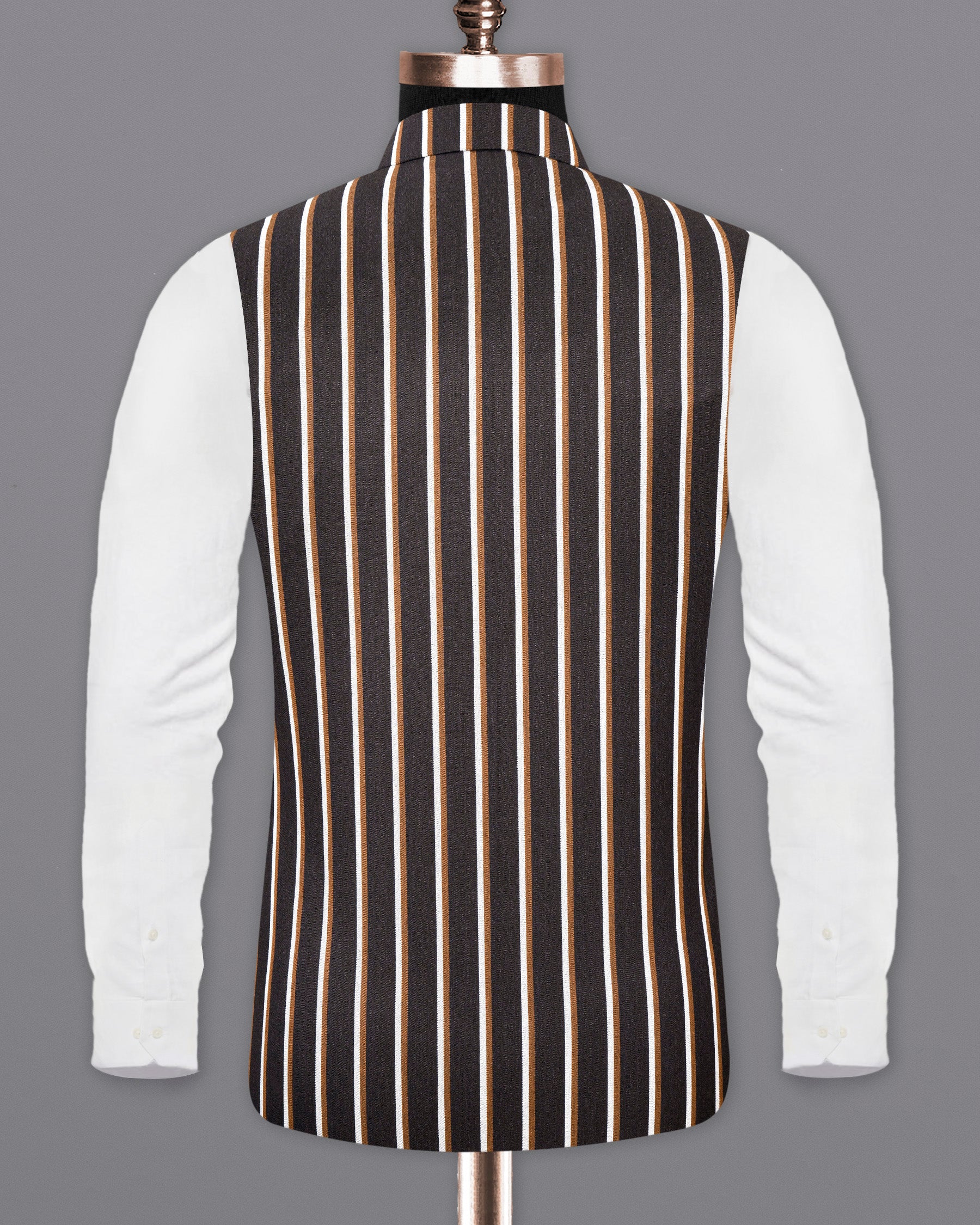 Thunder Brown Striped Nehru Jacket