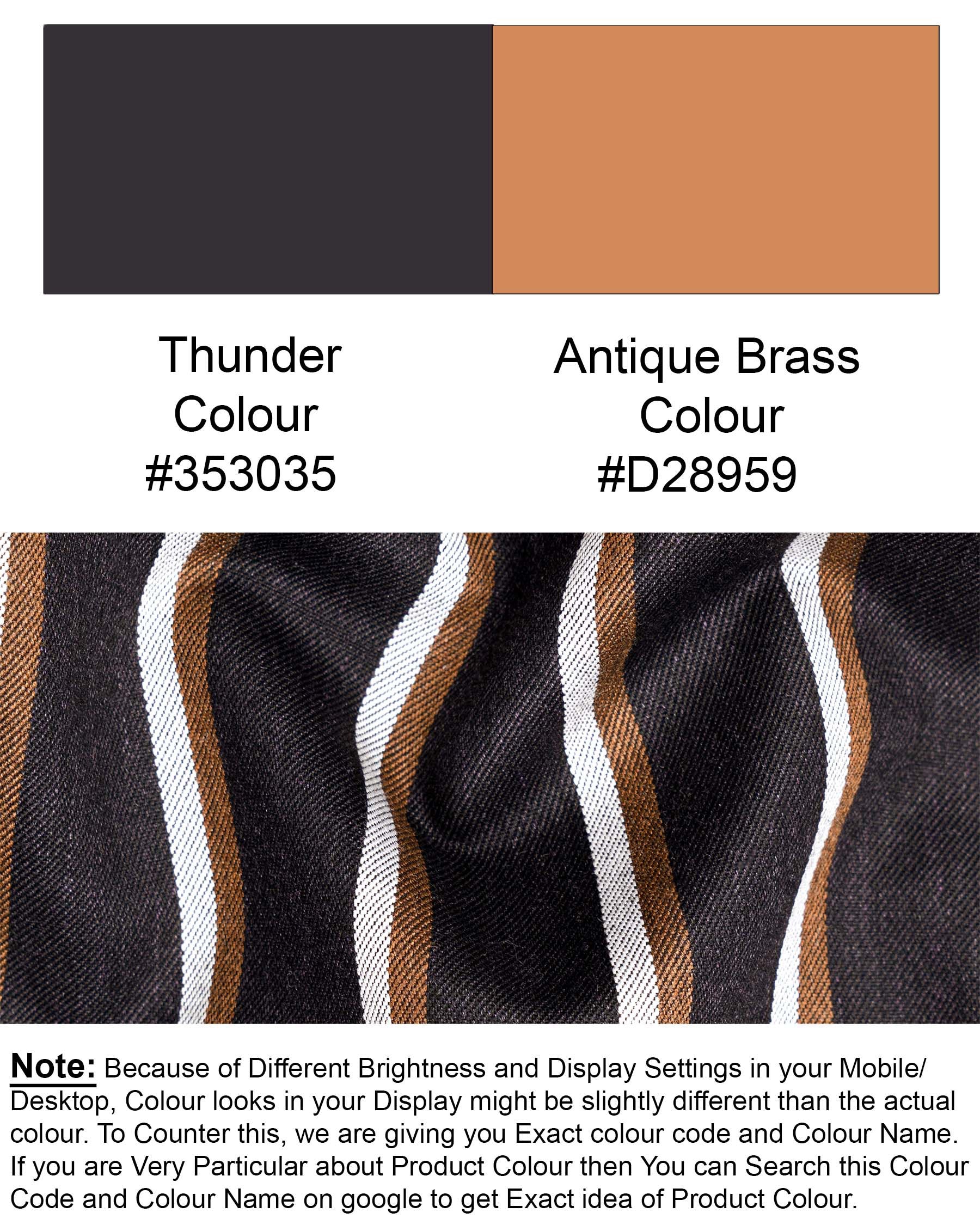 Thunder Brown Striped Nehru Jacket