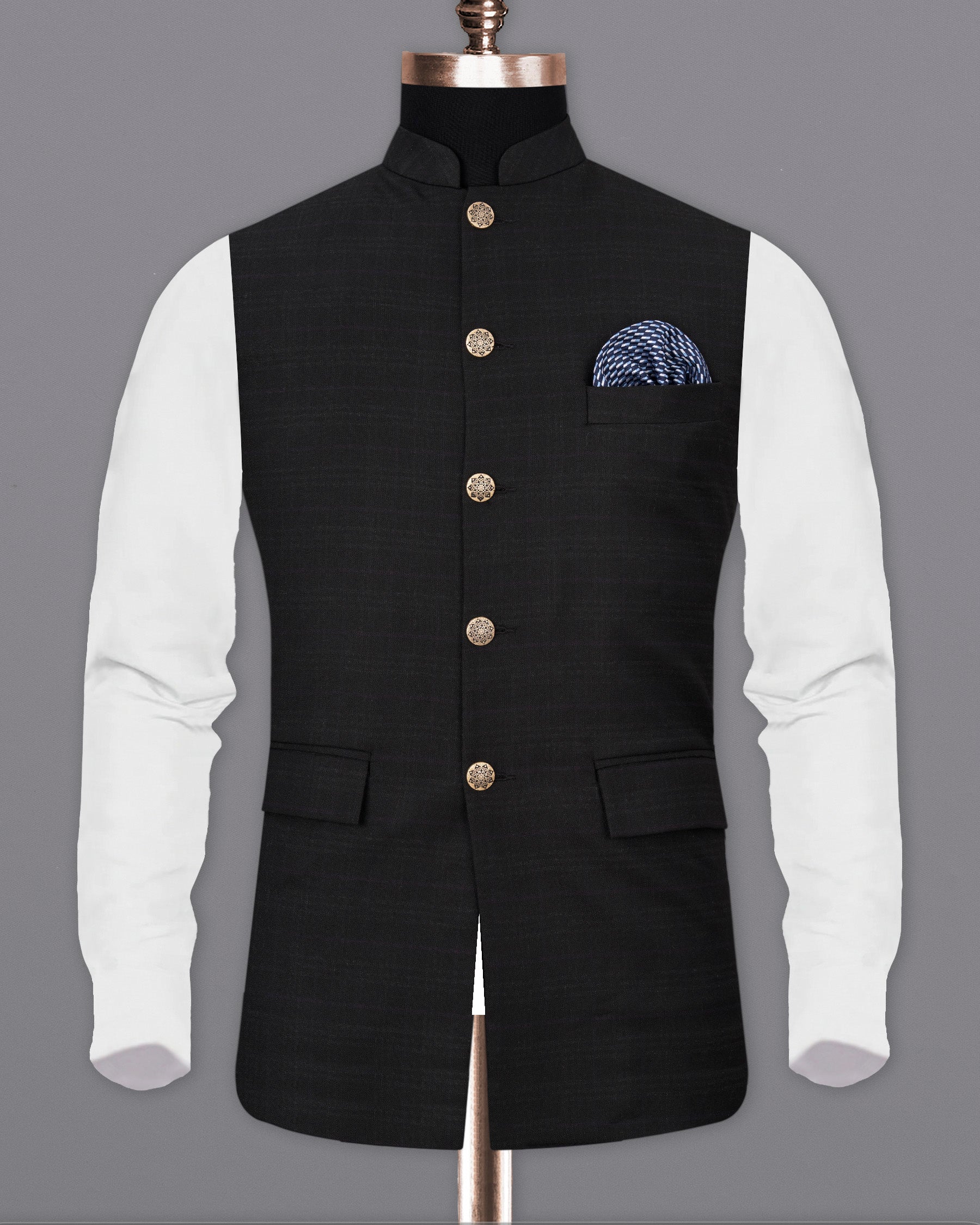 Jade black Brown Nehru Jacket WC1840-36, WC1840-38, WC1840-40, WC1840-42, WC1840-44, WC1840-46, WC1840-48, WC1840-50, WC1840-52, WC1840-54, WC1840-56, WC1840-58, WC1840-60