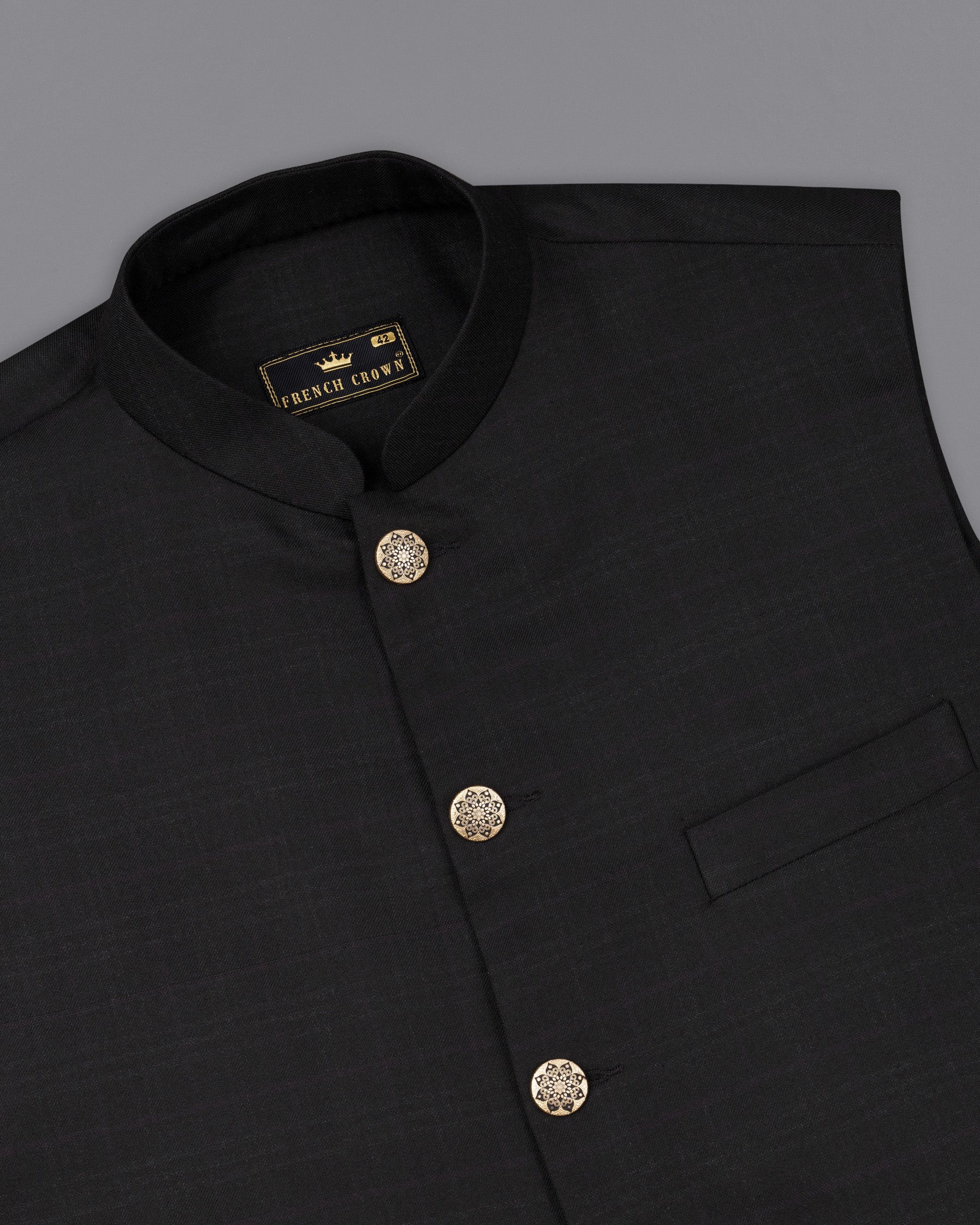 Jade black Brown Nehru Jacket WC1840-36, WC1840-38, WC1840-40, WC1840-42, WC1840-44, WC1840-46, WC1840-48, WC1840-50, WC1840-52, WC1840-54, WC1840-56, WC1840-58, WC1840-60
