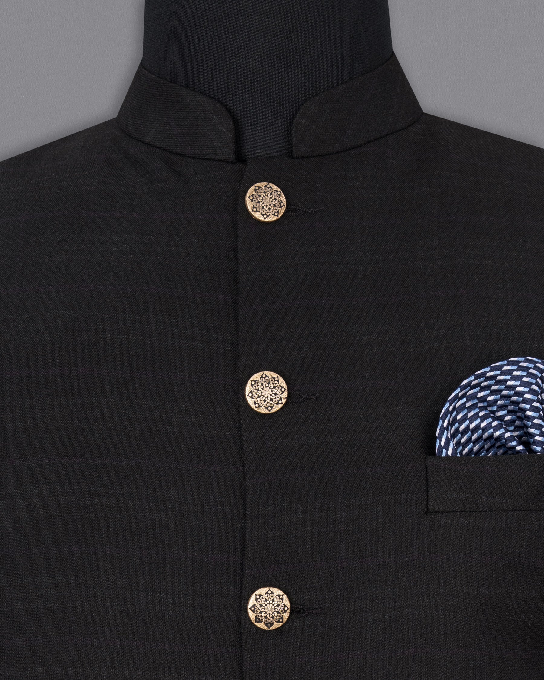 Jade black Brown Nehru Jacket WC1840-36, WC1840-38, WC1840-40, WC1840-42, WC1840-44, WC1840-46, WC1840-48, WC1840-50, WC1840-52, WC1840-54, WC1840-56, WC1840-58, WC1840-60