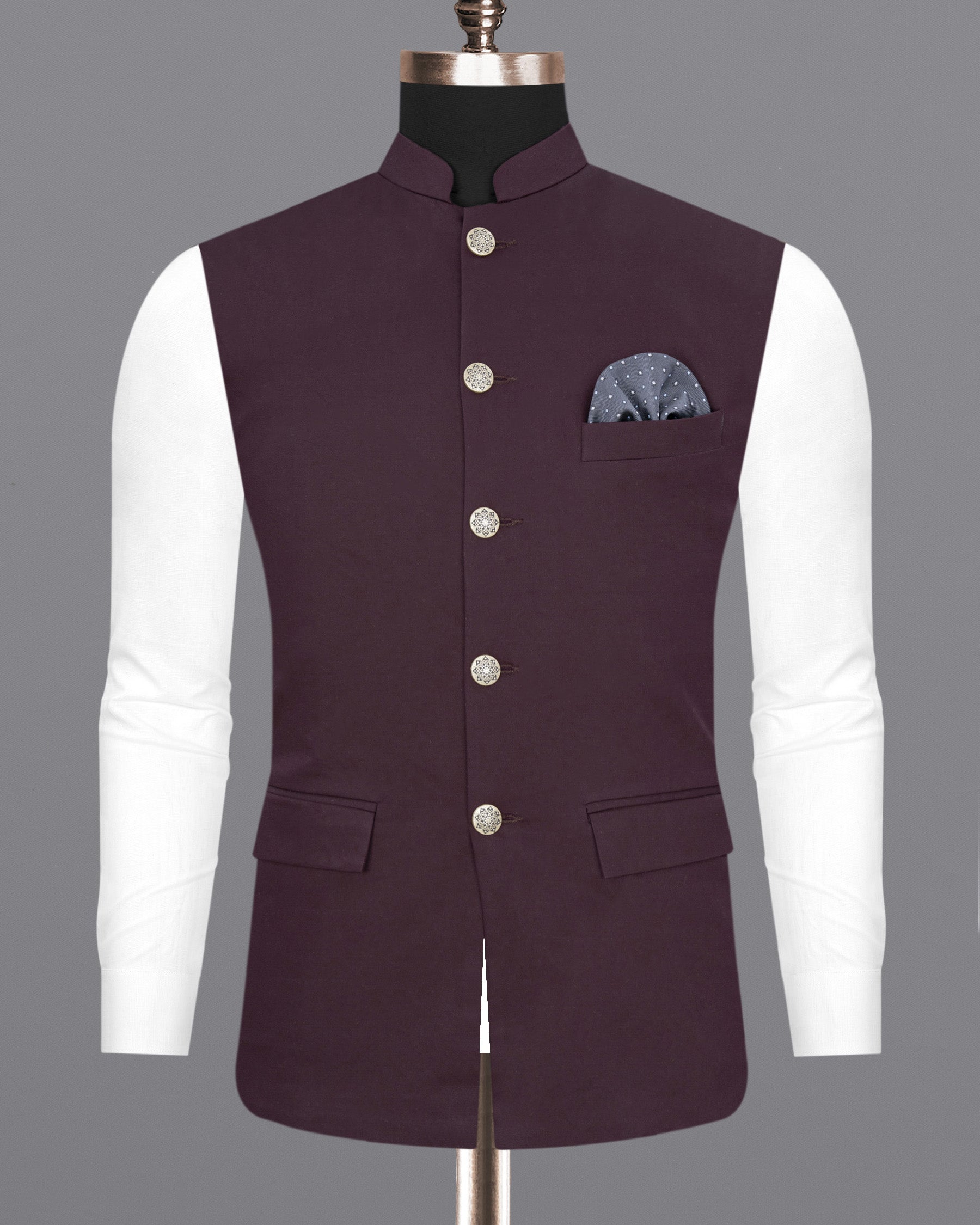 Thunder Solid Nehru Jacket  WC1846-36, WC1846-38, WC1846-40, WC1846-42, WC1846-44, WC1846-46, WC1846-48, WC1846-50, WC1846-52, WC1846-54, WC1846-56, WC1846-58, WC1846-60