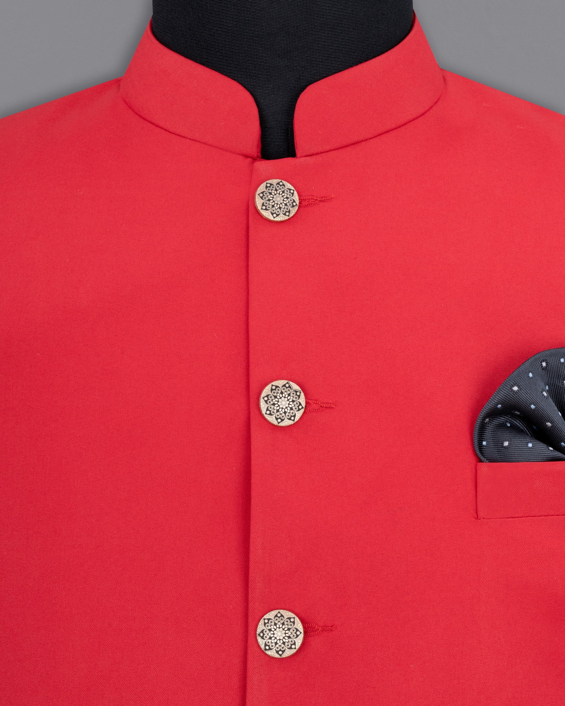 Jasper Red Solid Nehru Jacket WC1853-36, WC1853-38, WC1853-40, WC1853-42, WC1853-44, WC1853-46, WC1853-48, WC1853-50, WC1853-52, WC1853-54, WC1853-56, WC1853-58, WC1853-60