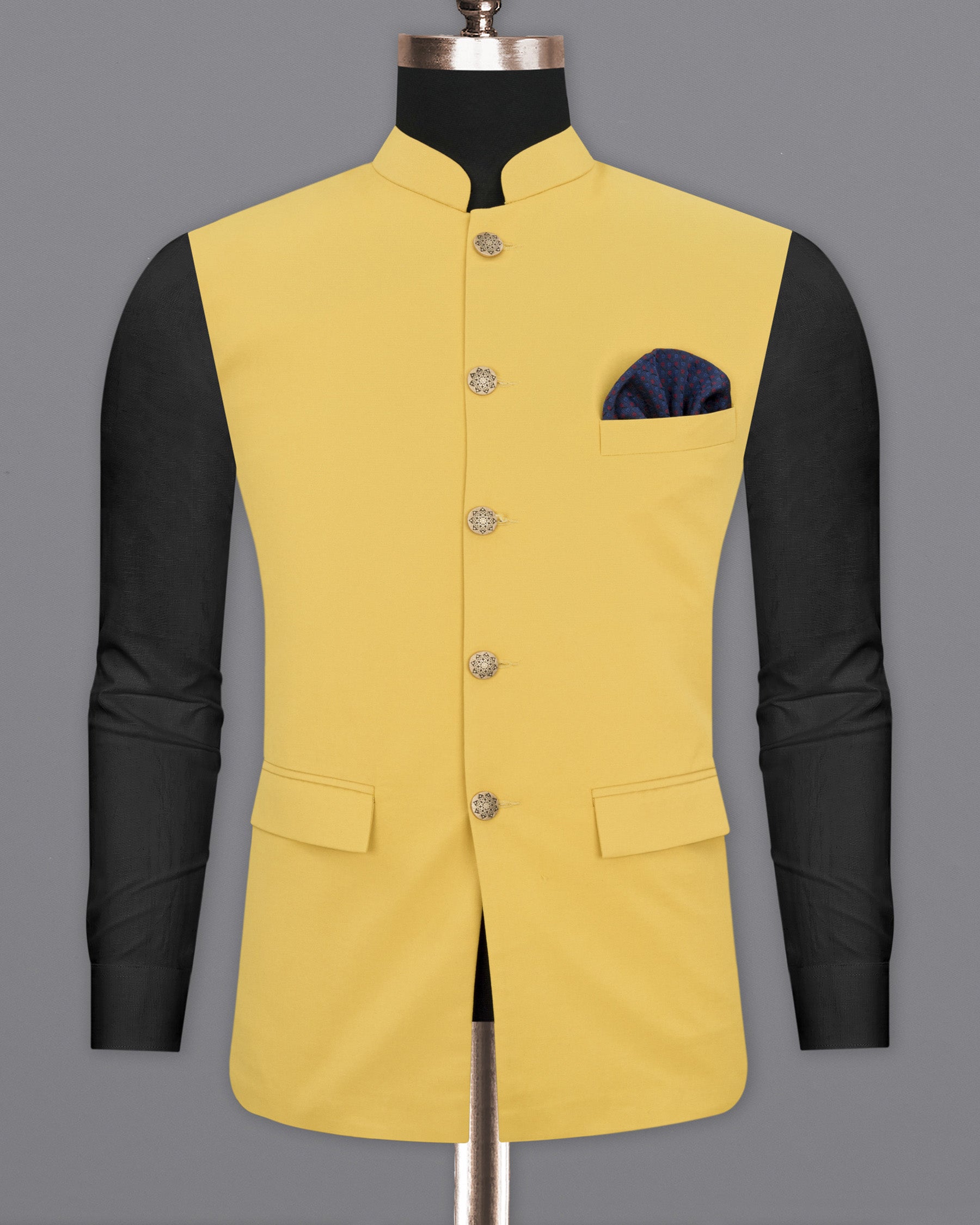 Rob Roy Yellow Nehru Jacket WC1854-36, WC1854-38, WC1854-40, WC1854-42, WC1854-44, WC1854-46, WC1854-48, WC1854-50, WC1854-52, WC1854-54, WC1854-56, WC1854-58, WC1854-60