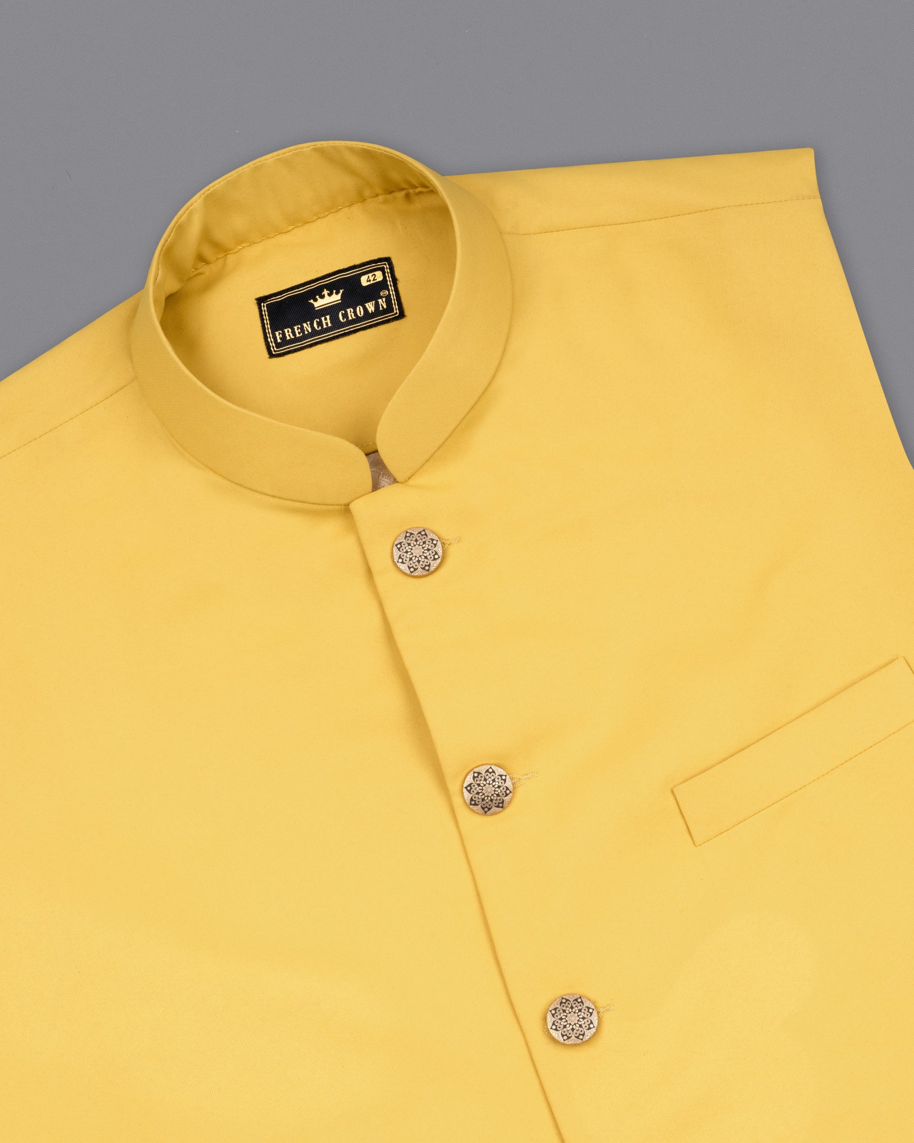 Rob Roy Yellow Nehru Jacket WC1854-36, WC1854-38, WC1854-40, WC1854-42, WC1854-44, WC1854-46, WC1854-48, WC1854-50, WC1854-52, WC1854-54, WC1854-56, WC1854-58, WC1854-60