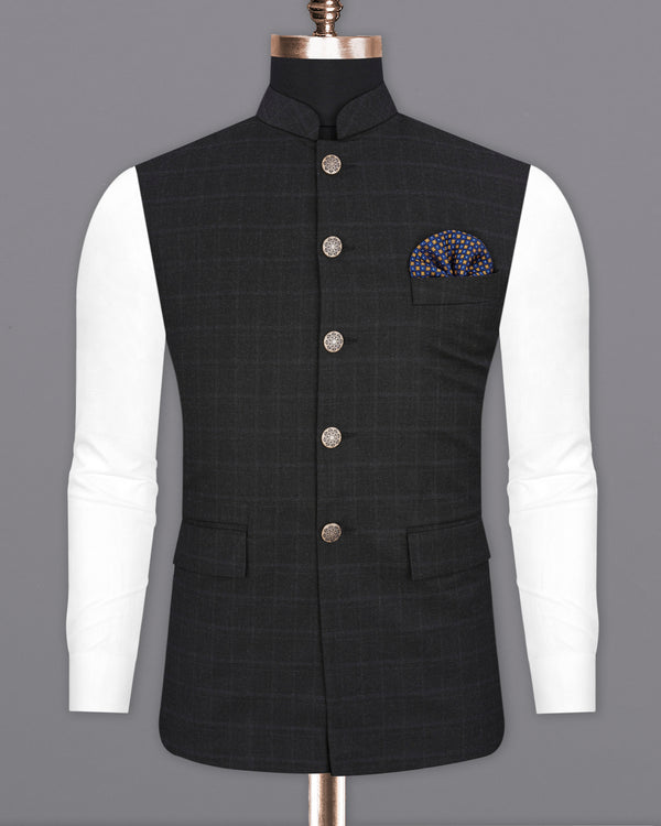 Shark Gray Plaid Nahru Jacket WC1946-36, WC1946-38, WC1946-40, WC1946-42, WC1946-44, WC1946-46, WC1946-48, WC1946-50, WC1946-52, WC1946-54, WC1946-56, WC1946-58, WC1946-60