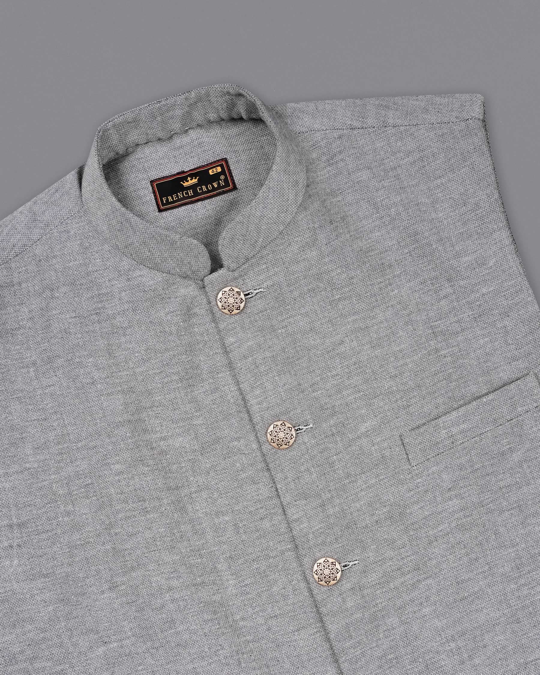 Star Dust Gray Cotton Nehru Jacket WC1957-36, WC1957-38, WC1957-40, WC1957-42, WC1957-44, WC1957-46, WC1957-48, WC1957-50, WC1957-52, WC1957-54, WC1957-56, WC1957-58, WC1957-60