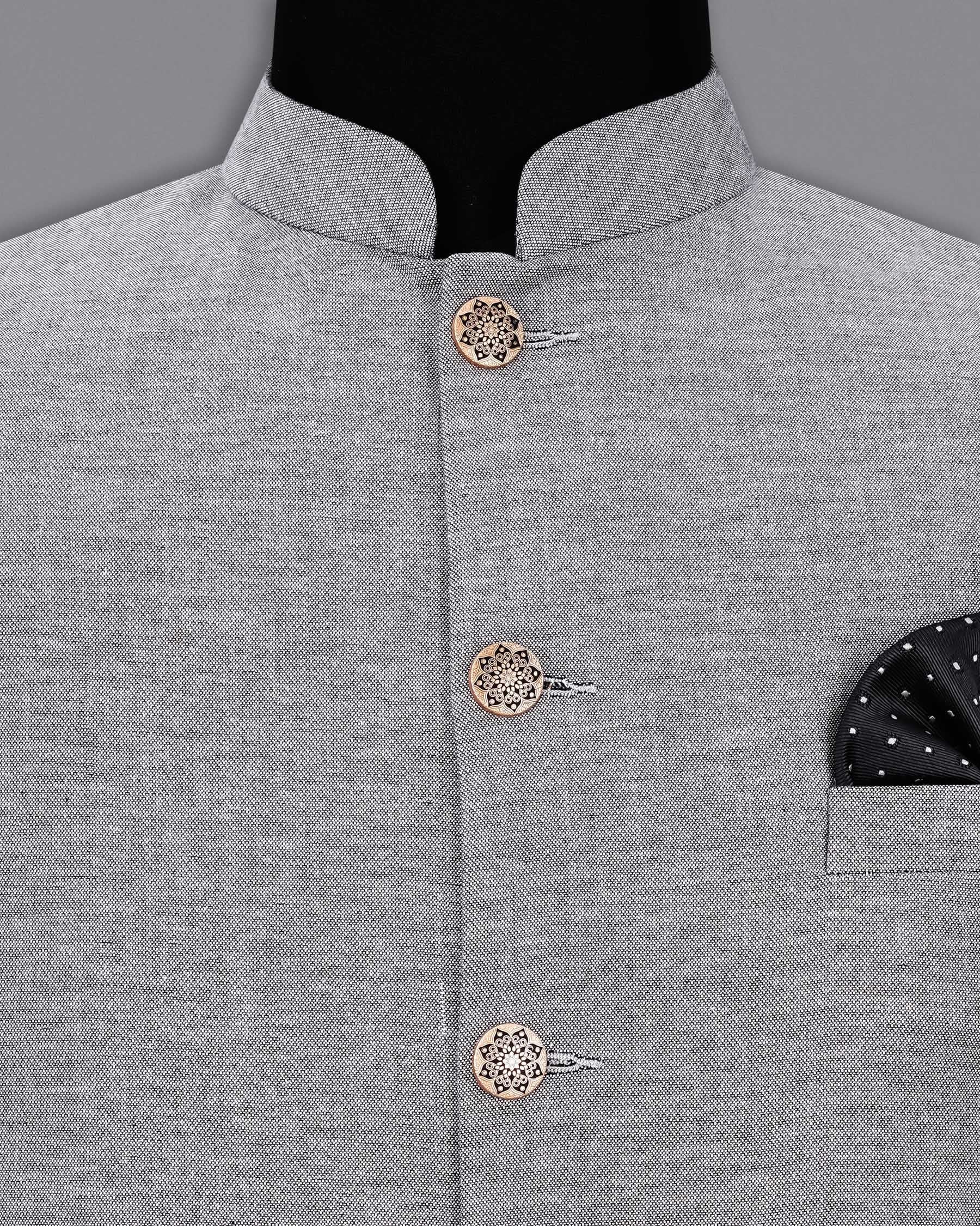 Star Dust Gray Cotton Nehru Jacket WC1957-36, WC1957-38, WC1957-40, WC1957-42, WC1957-44, WC1957-46, WC1957-48, WC1957-50, WC1957-52, WC1957-54, WC1957-56, WC1957-58, WC1957-60