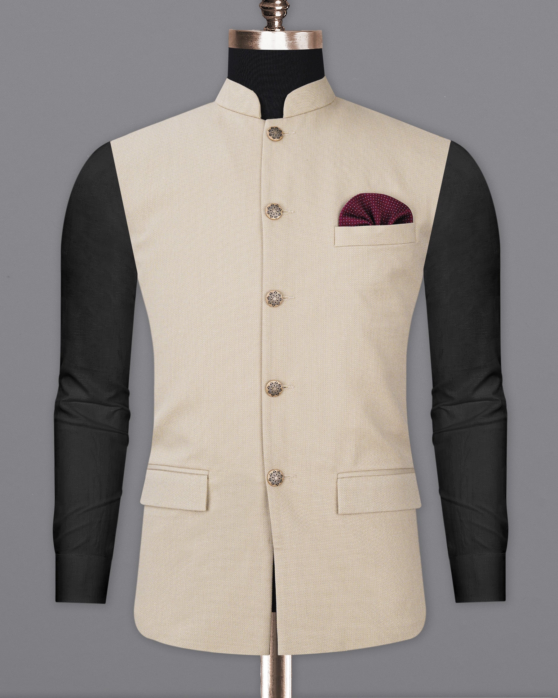 Sisal Beinge Textured Nehru Jacket WC1958-36, WC1958-38, WC1958-40, WC1958-42, WC1958-44, WC1958-46, WC1958-48, WC1958-50, WC1958-52, WC1958-54, WC1958-56, WC1958-58, WC1958-60