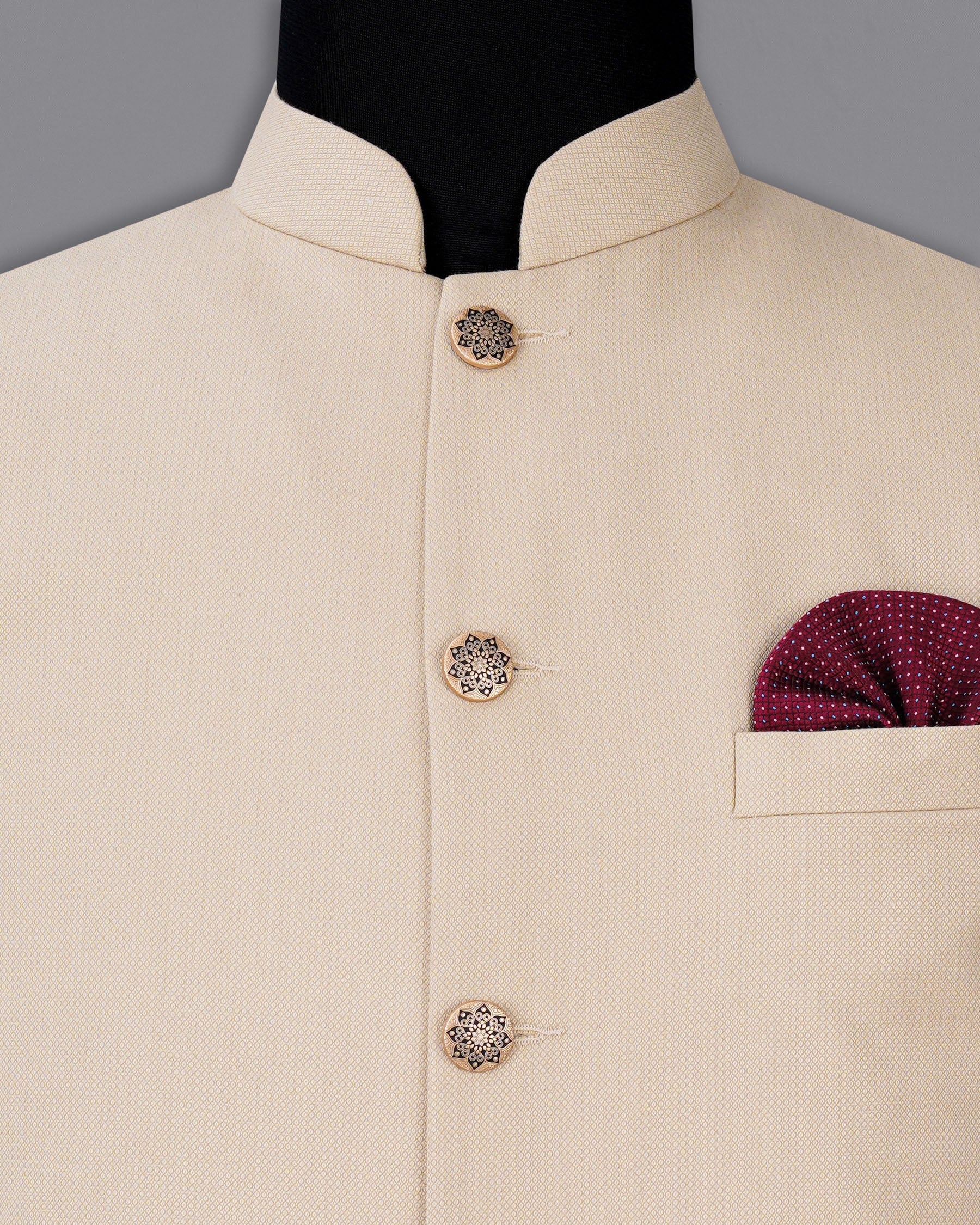 Sisal Beinge Textured Nehru Jacket WC1958-36, WC1958-38, WC1958-40, WC1958-42, WC1958-44, WC1958-46, WC1958-48, WC1958-50, WC1958-52, WC1958-54, WC1958-56, WC1958-58, WC1958-60