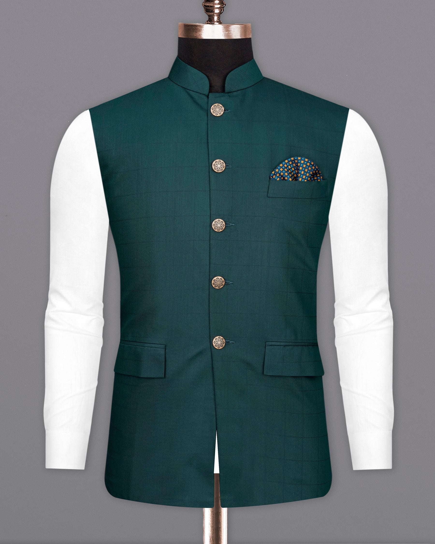 Dianne Green Plaid Nehru Jacket WC2010-36, WC2010-38, WC2010-40, WC2010-42, WC2010-44, WC2010-46, WC2010-48, WC2010-50, WC2010-52, WC2010-54, WC2010-56, WC2010-58, WC2010-60