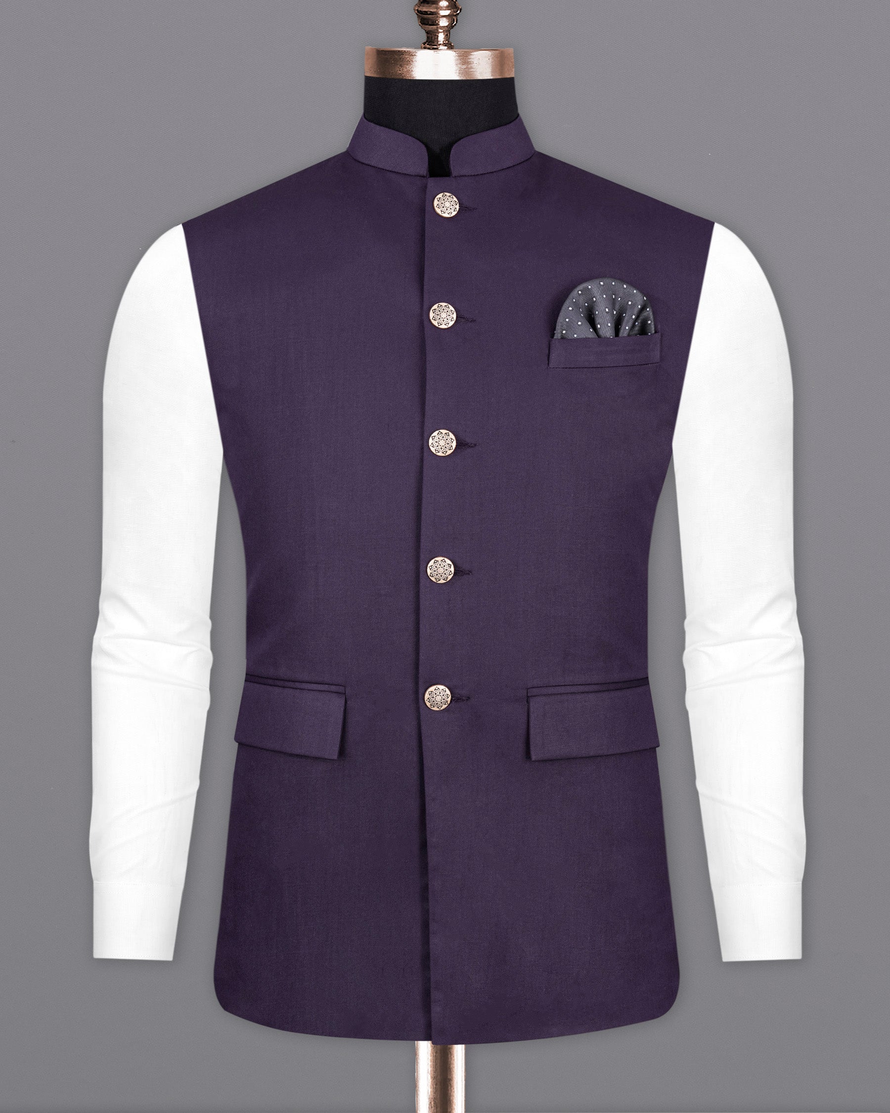 Tolopea Dark Purple Nehru Jacket WC2020-36, WC2020-38, WC2020-40, WC2020-42, WC2020-44, WC2020-46, WC2020-48, WC2020-50, WC2020-52, WC2020-54, WC2020-56, WC2020-58, WC2020-60