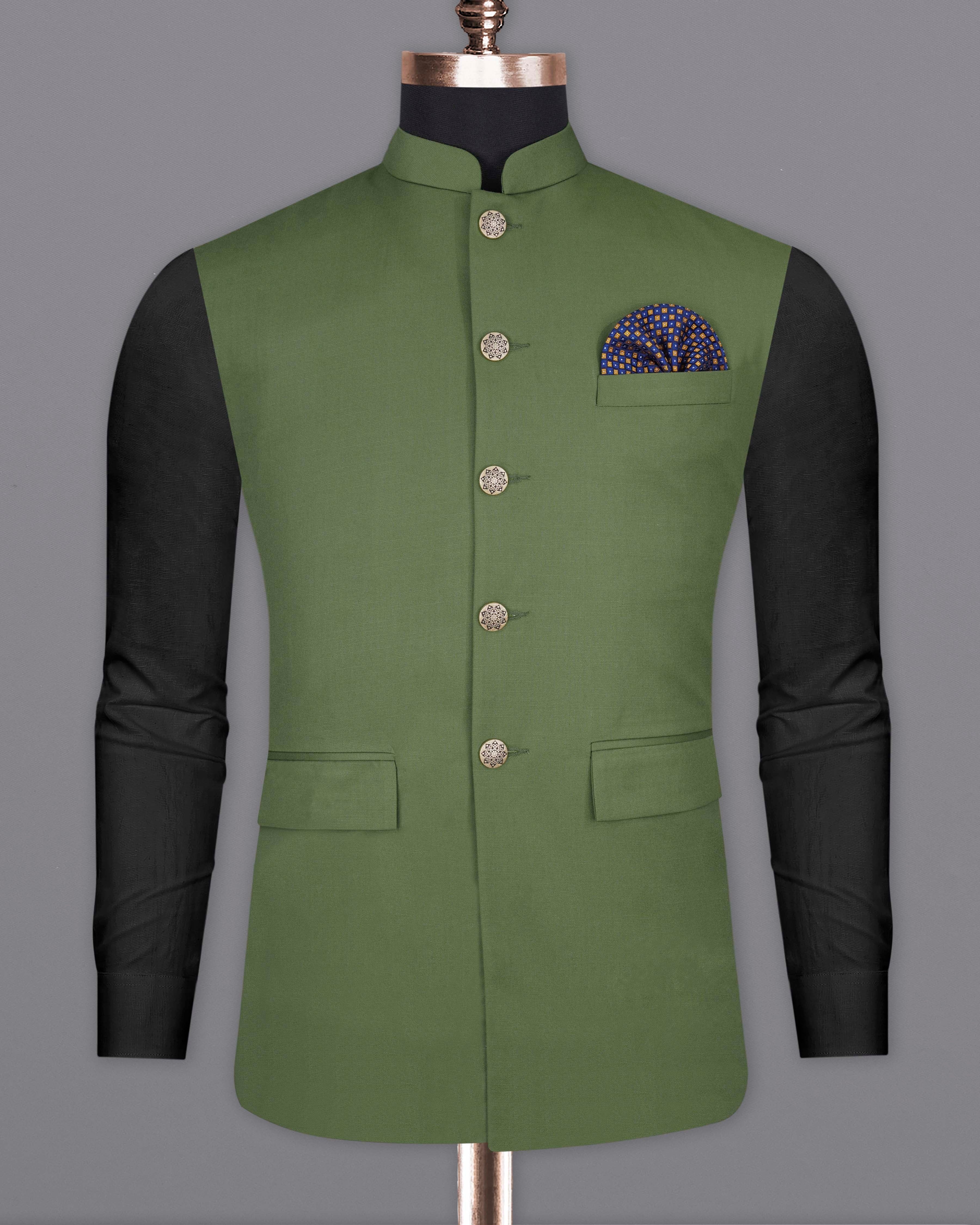 Cactus Green Textured Bandhgala Nehru Jacket WC2073-36, WC2073-38, WC2073-40, WC2073-42, WC2073-44, WC2073-46, WC2073-48, WC2073-50, WC2073-52, WC2073-54, WC2073-56, WC2073-58, WC2073-60