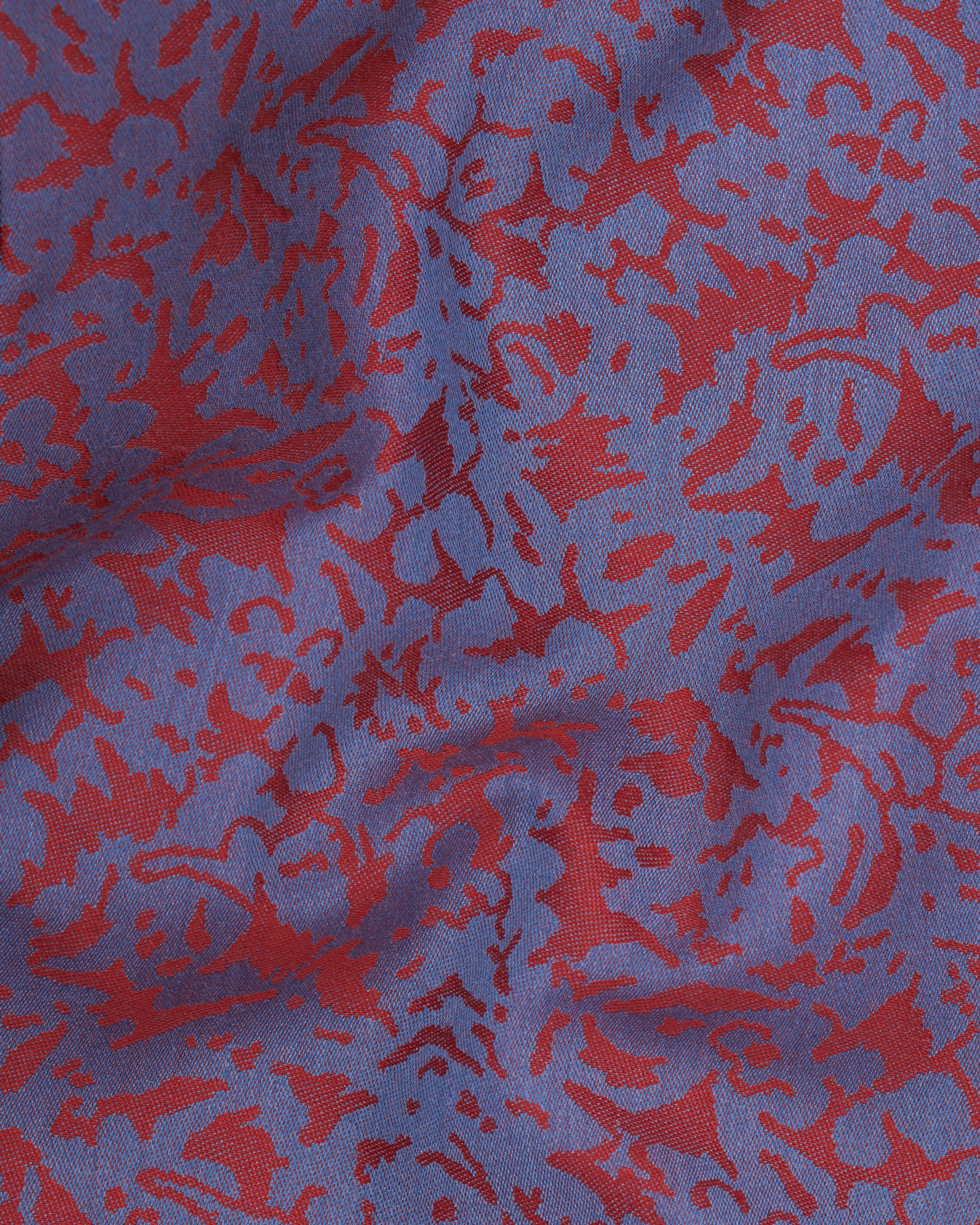 Waikawa Blue with Sanguine Red Jacquard Textured Designer Nehru Jacket  WC2190-36, WC2190-38, WC2190-40, WC2190-42, WC2190-44, WC2190-46, WC2190-48, WC2190-50, WC2190-52, WC2190-54, WC2190-56, WC2190-58, WC2190-60